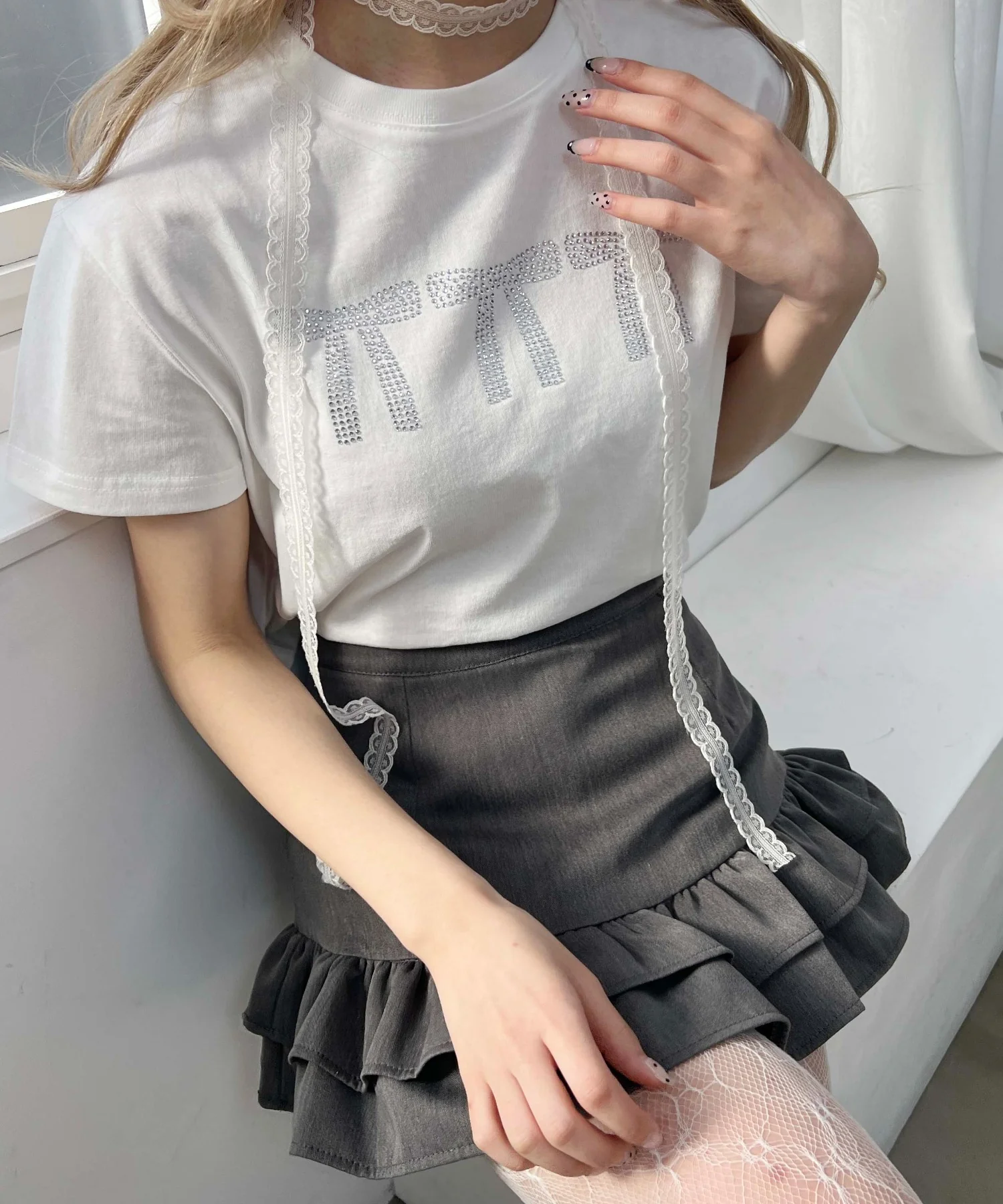 ビジューリボンTシャツ - Image 5