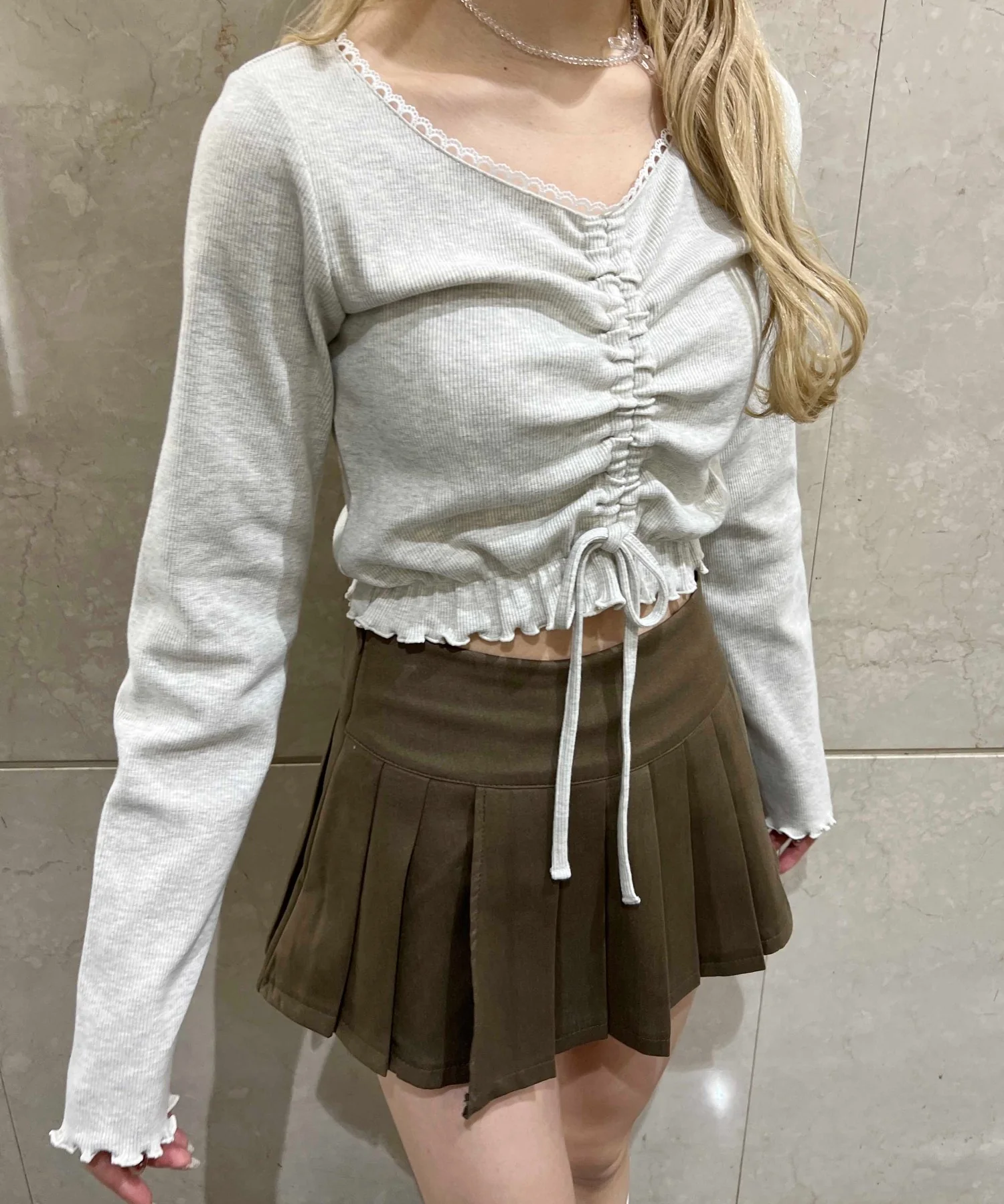 レースパイピングドロストトップス - Image 6