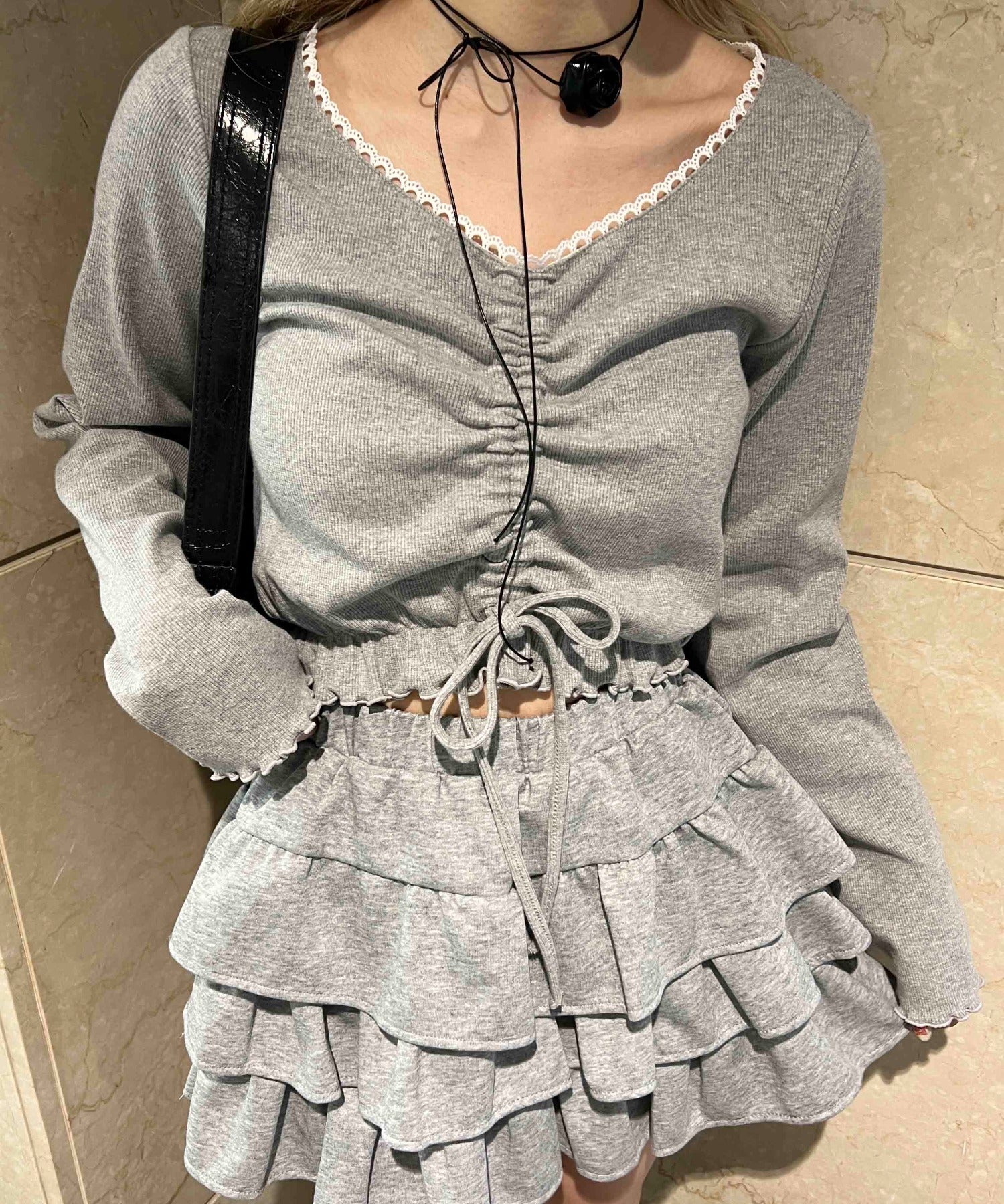 レースパイピングドロストトップス - Image 9