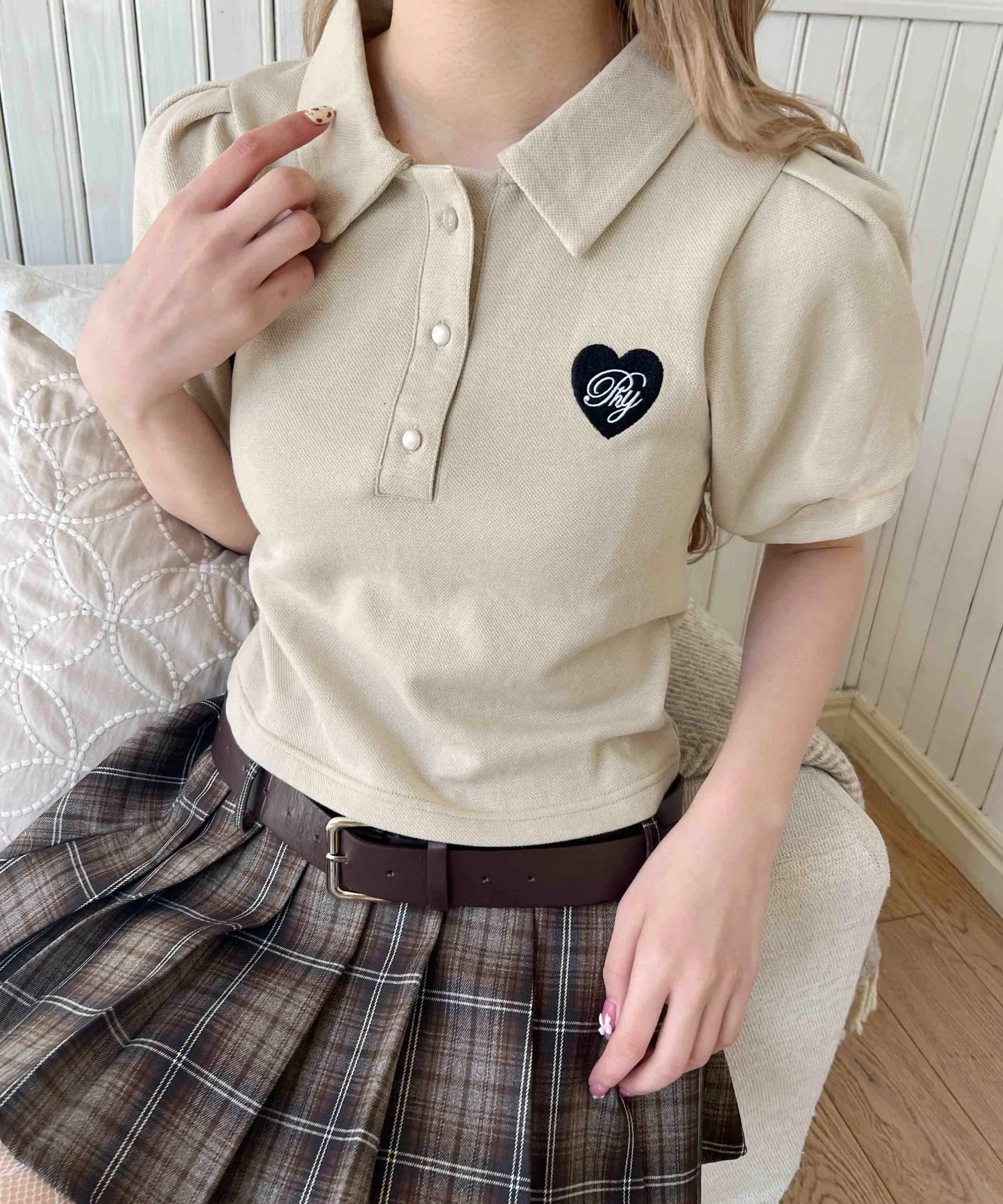 ハートワンポイントポロシャツ - Image 6