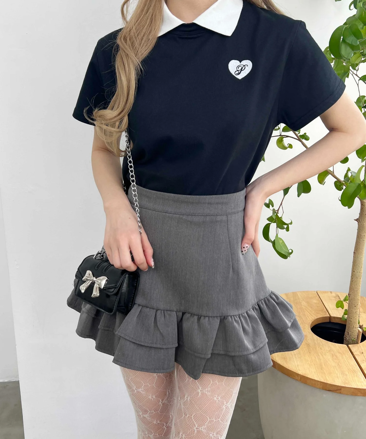 ハートワンポイント襟付きTシャツ - Image 10