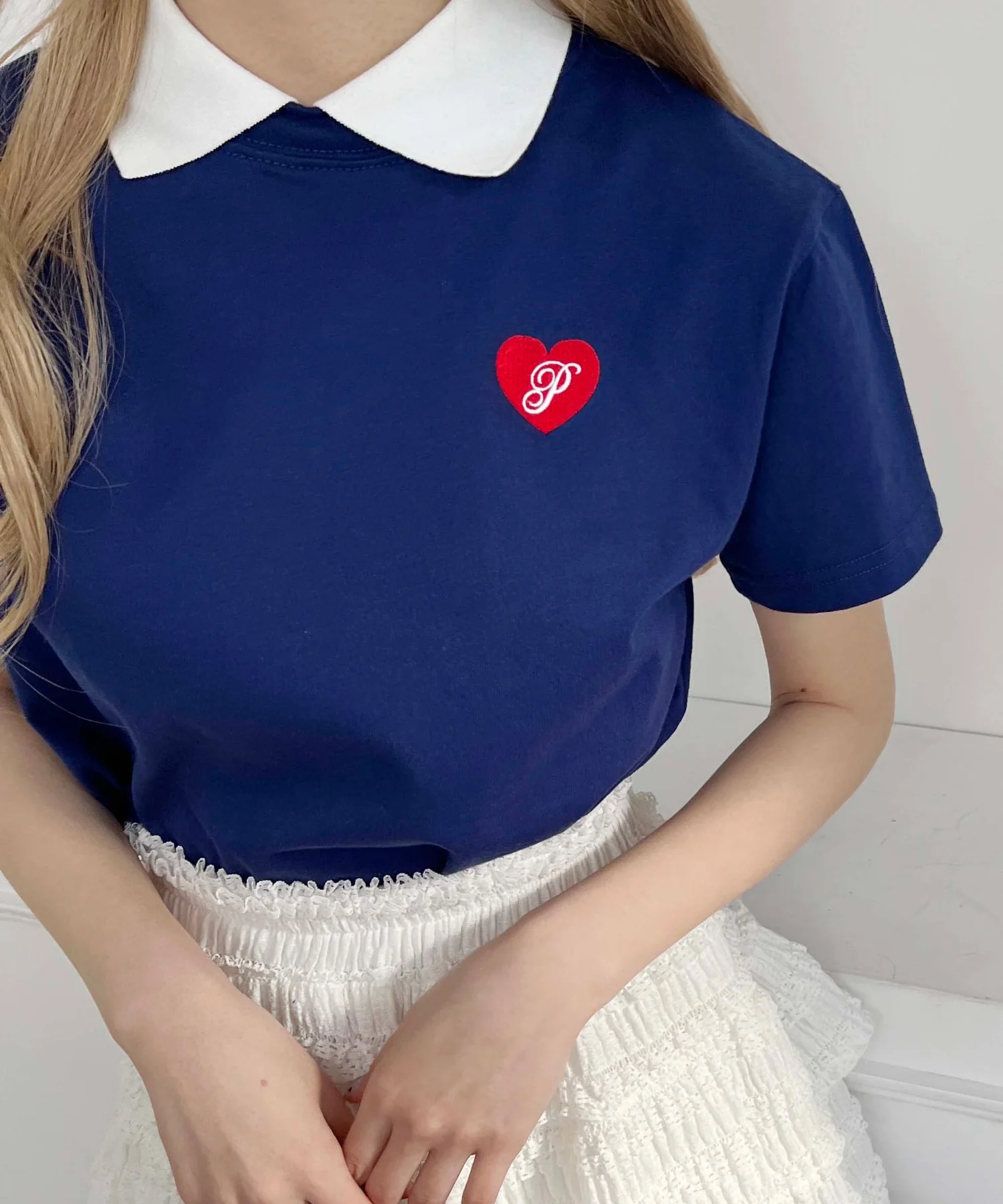 ハートワンポイント襟付きTシャツ - Image 3