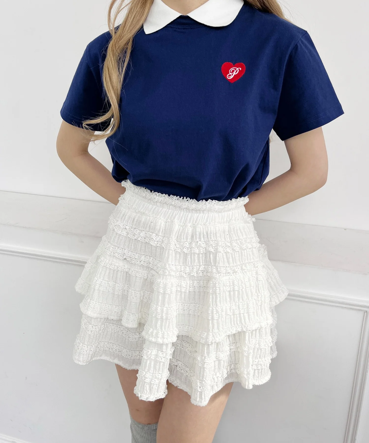 ハートワンポイント襟付きTシャツ - Image 6