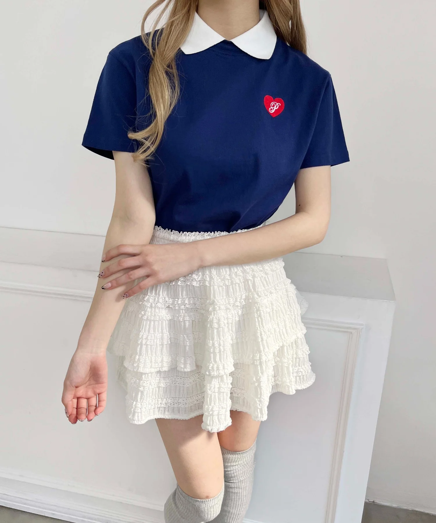 ハートワンポイント襟付きTシャツ - Image 7