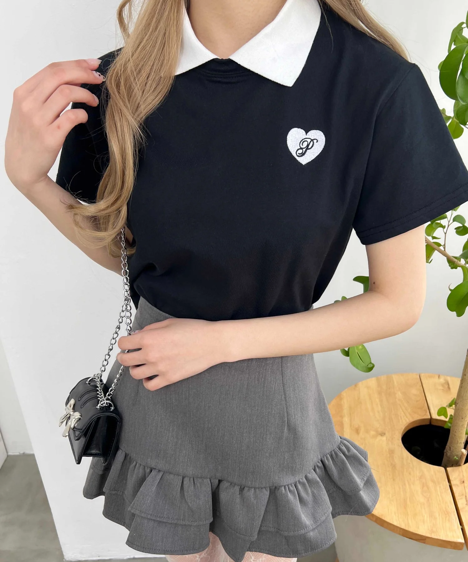 ハートワンポイント襟付きTシャツ - Image 8