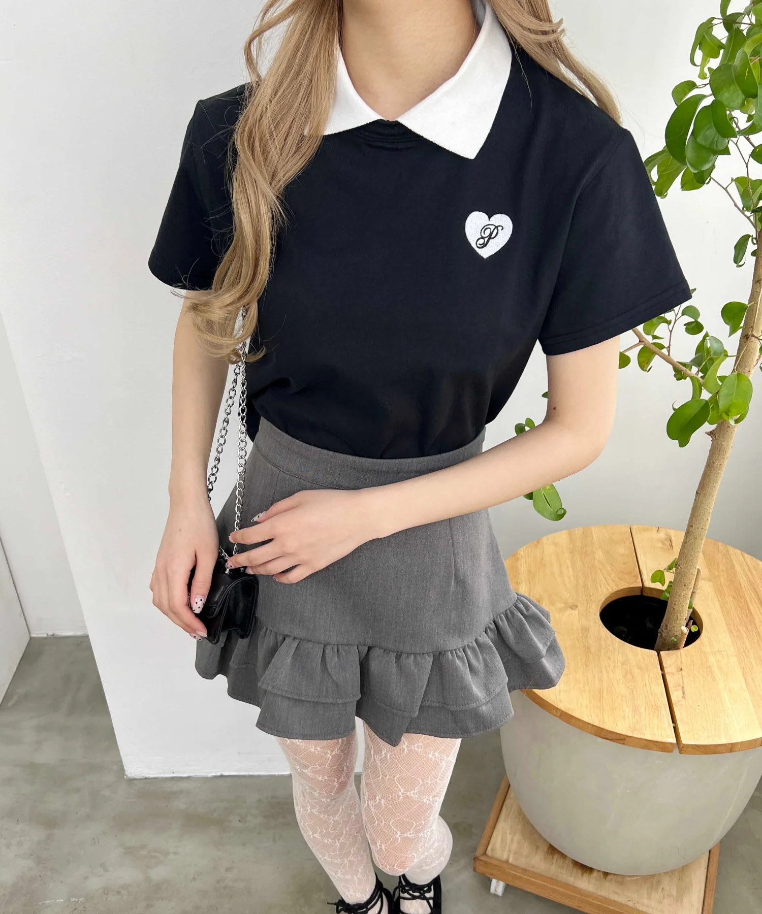 ハートワンポイント襟付きTシャツ - Image 9