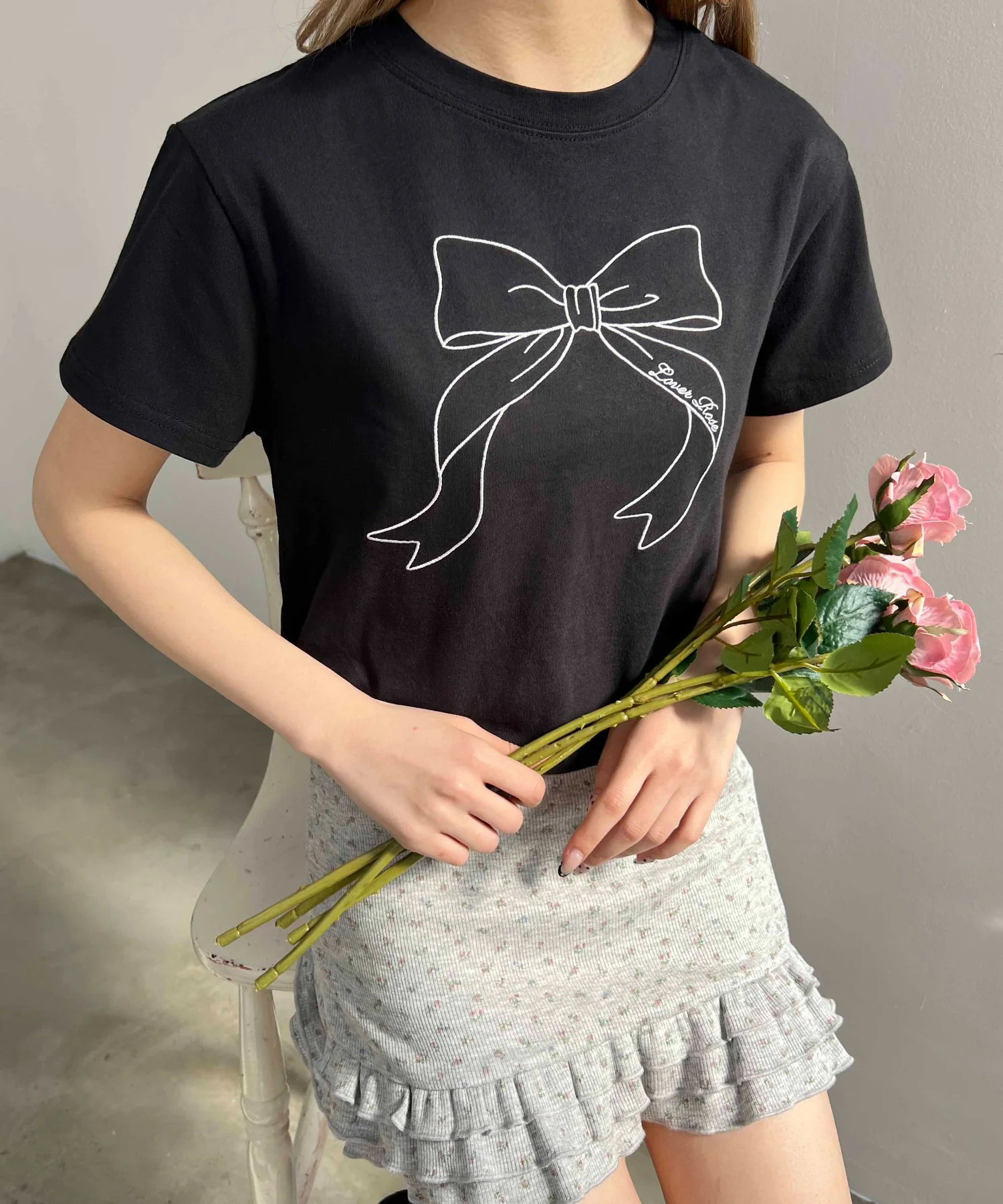 ビッグリボン刺繍Tシャツ - Image 3