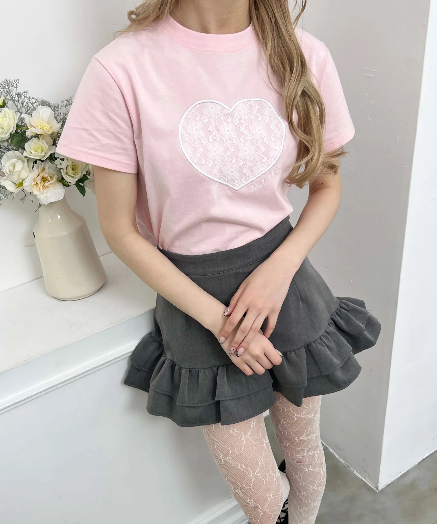 ハートレースワッペンTシャツ - Image 8