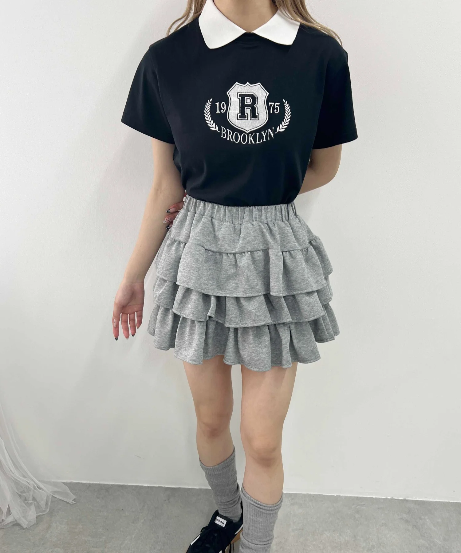 襟付きカレッジ刺繍Tシャツ - Image 8