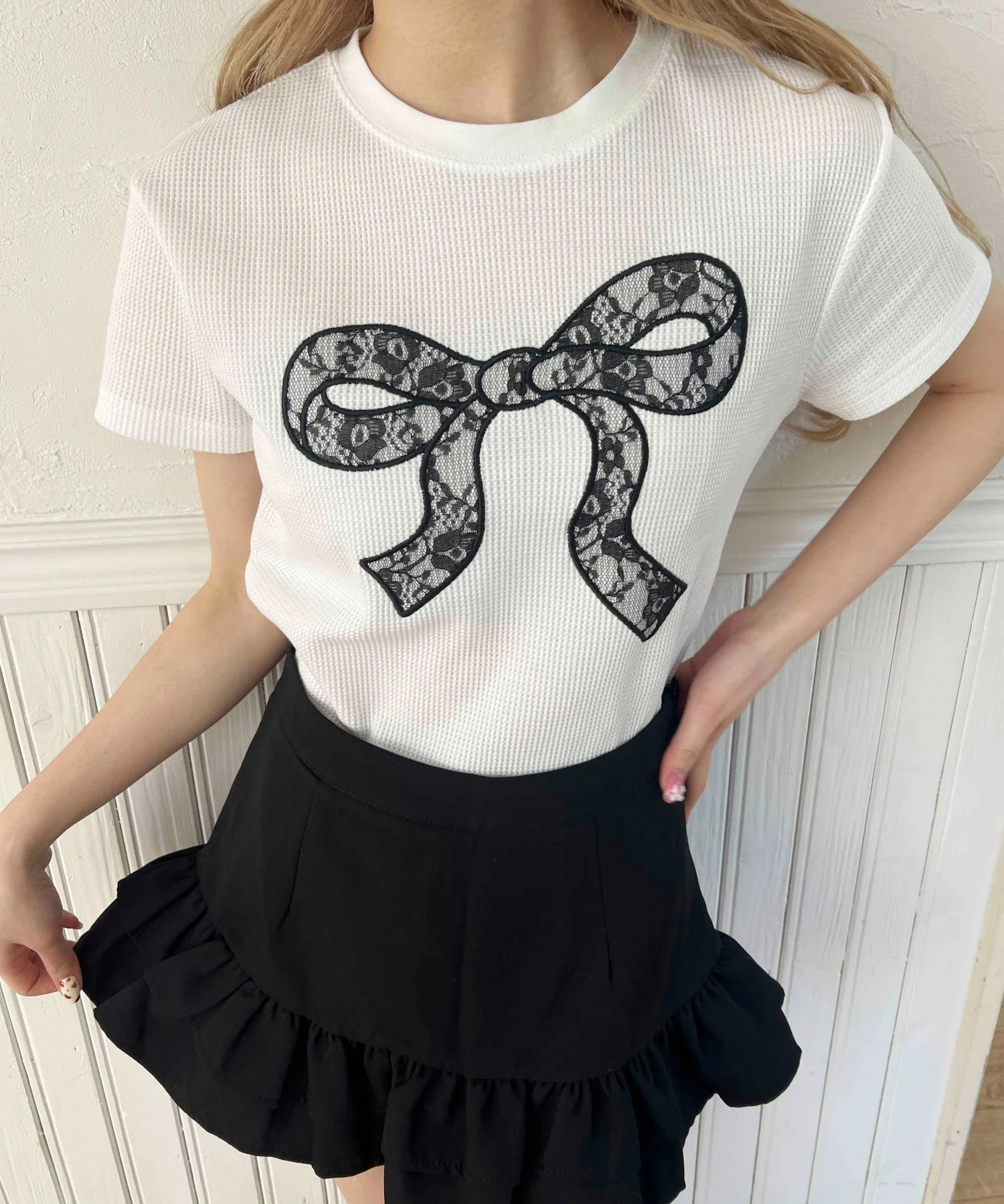 リボンワッペンワッフルTシャツ - Image 2