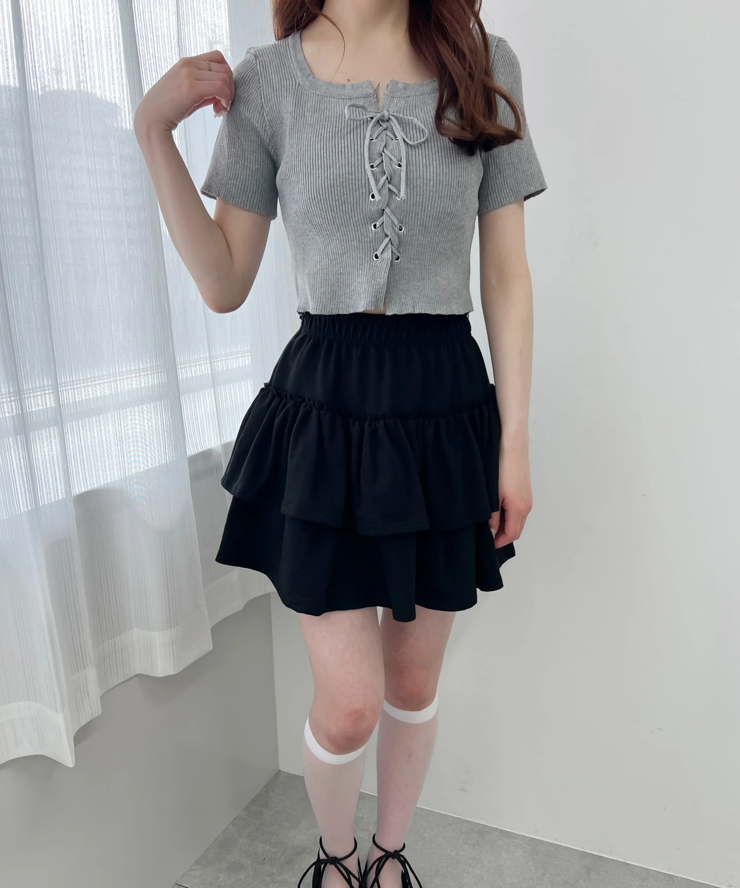 レースアップ半袖トップス - Image 12