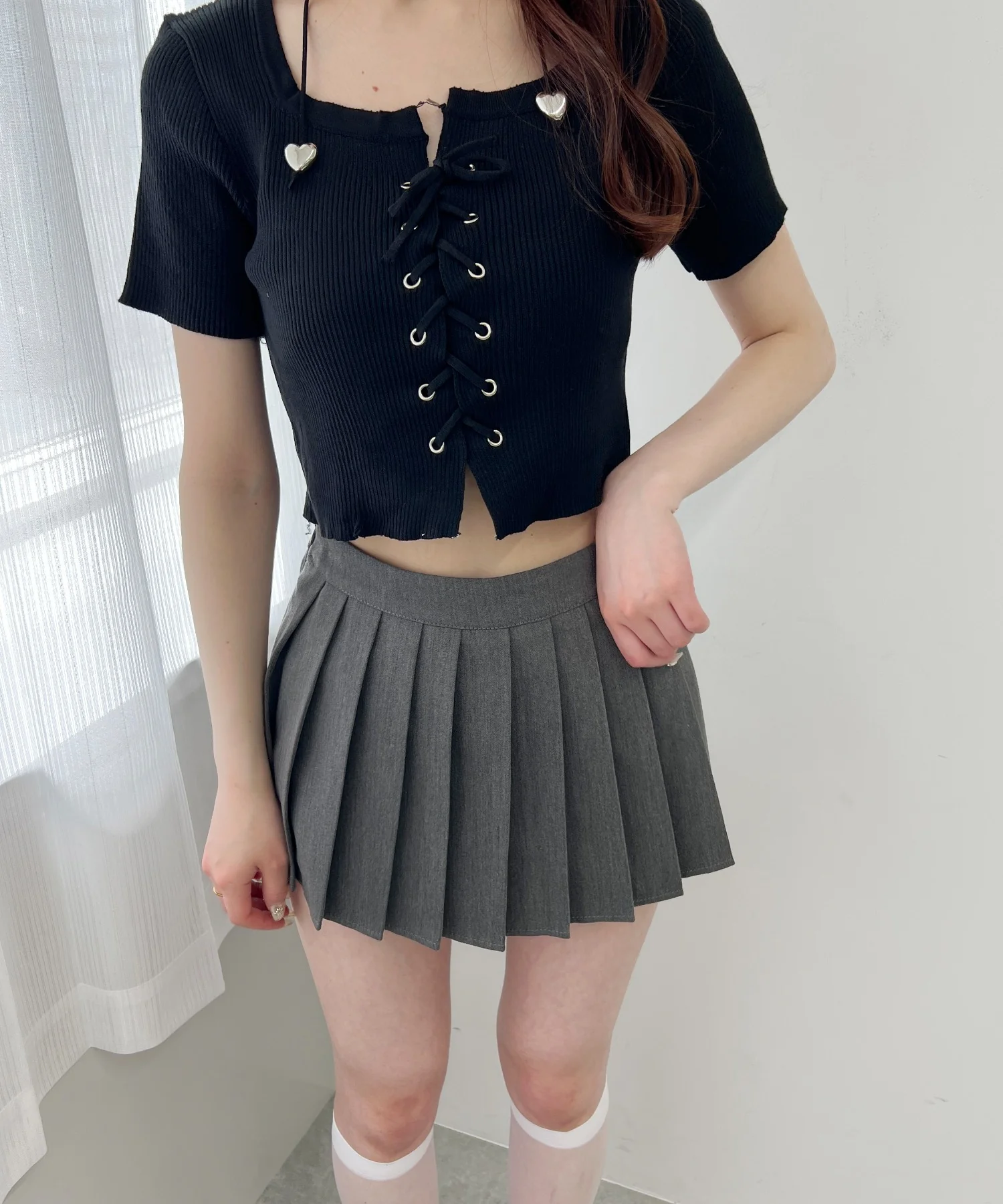 レースアップ半袖トップス - Image 14