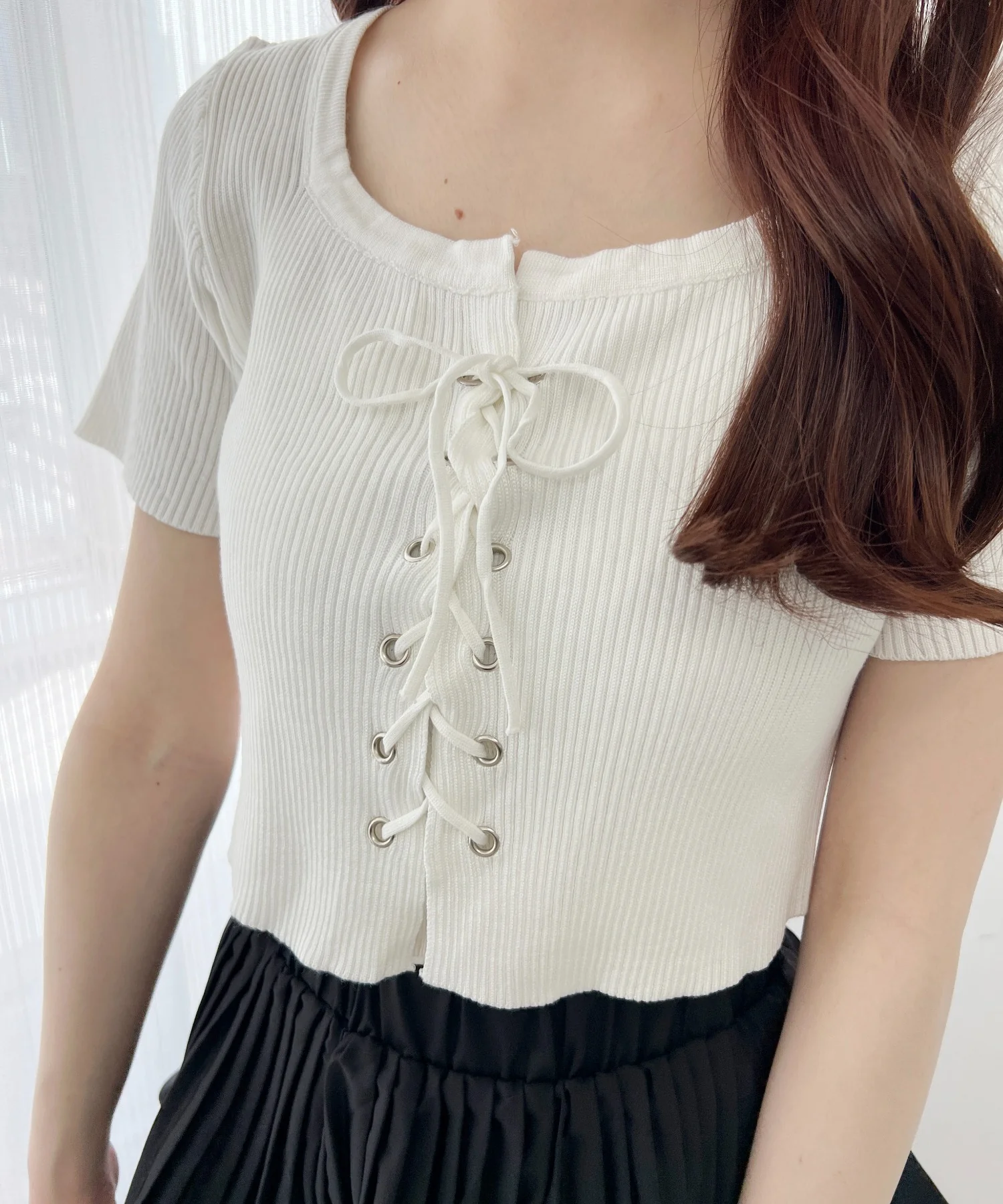 レースアップ半袖トップス - Image 17