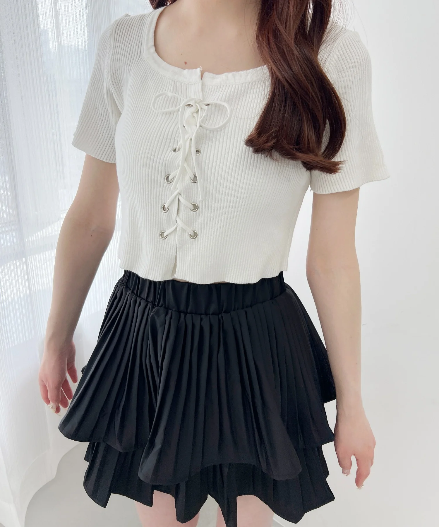 レースアップ半袖トップス - Image 19