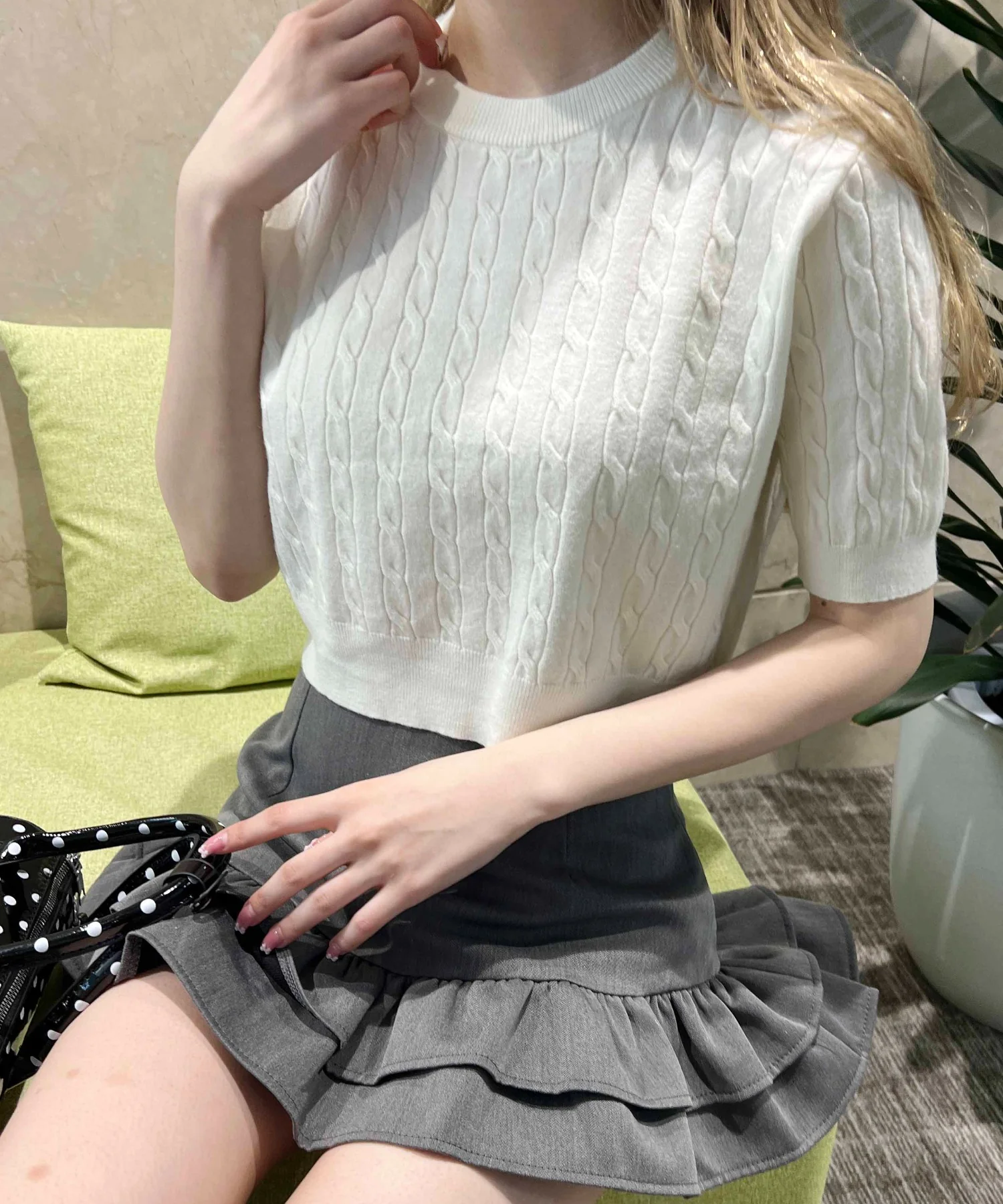 ケーブル半袖ニット - Image 11
