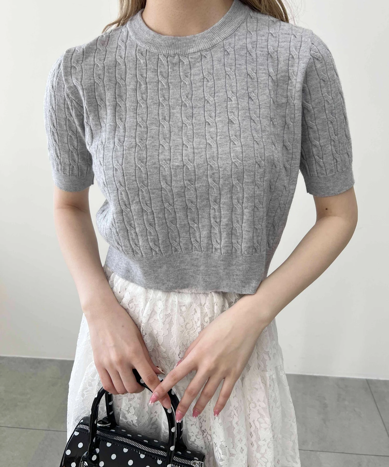 ケーブル半袖ニット - Image 3