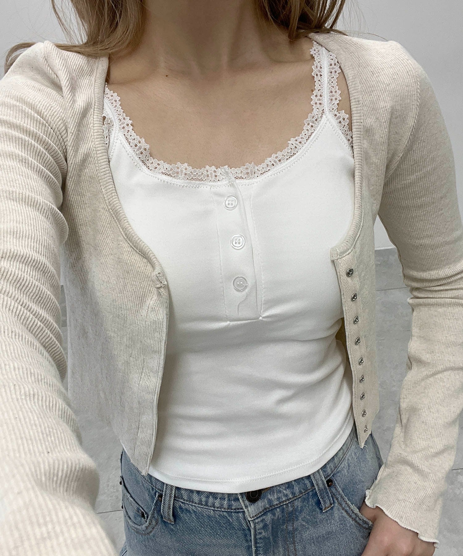 レースパイピングキャミ