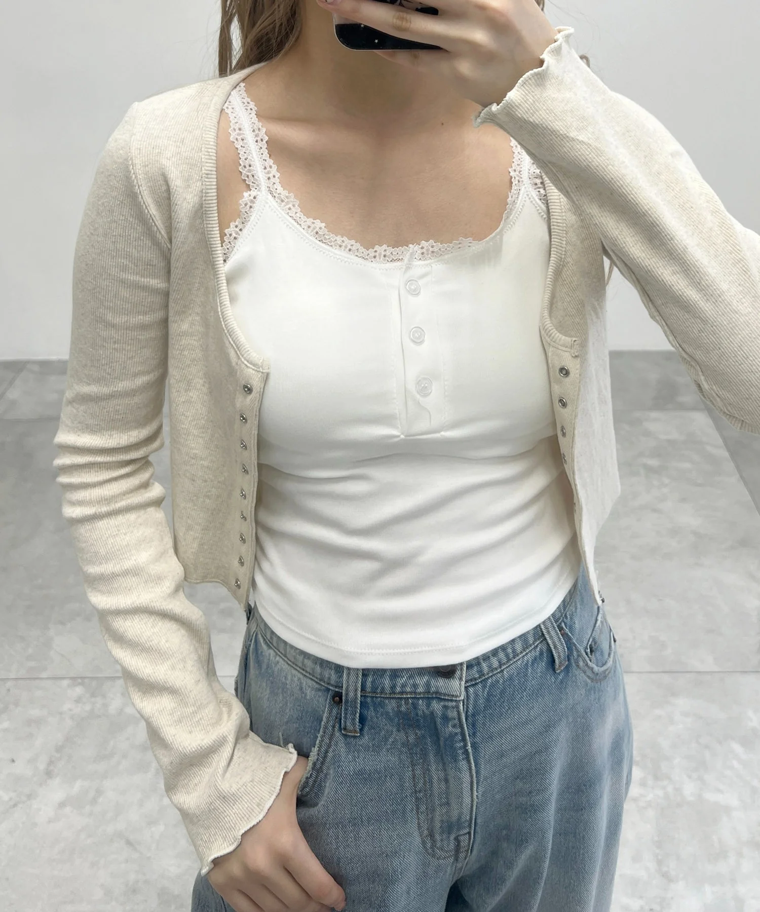 レースパイピングキャミ - Image 6