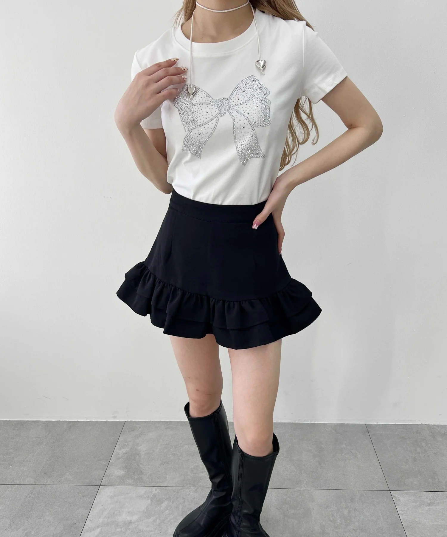 リボンストーンロゴTシャツ - Image 6