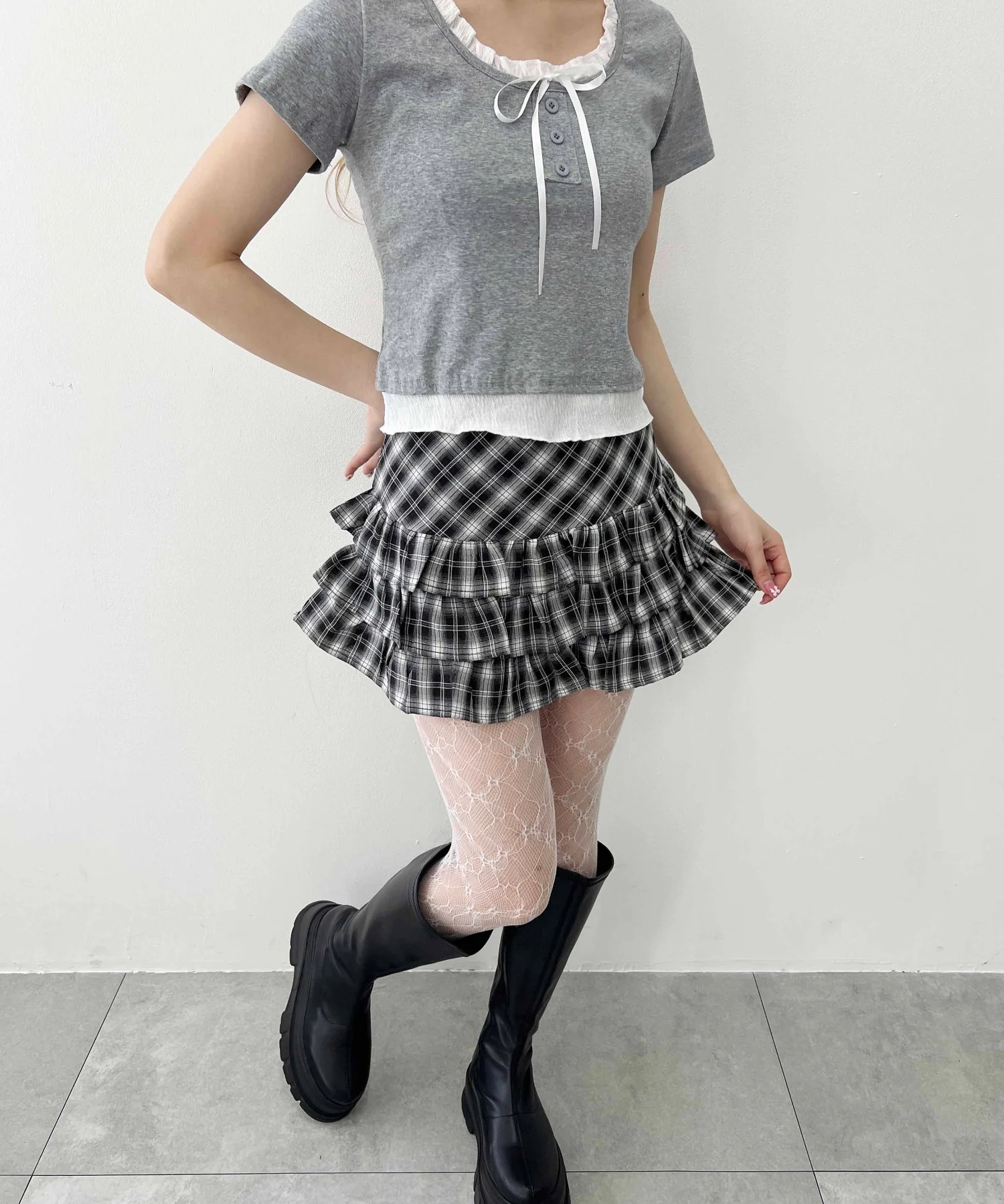 レイヤード風フロントリボンTシャツ - Image 11