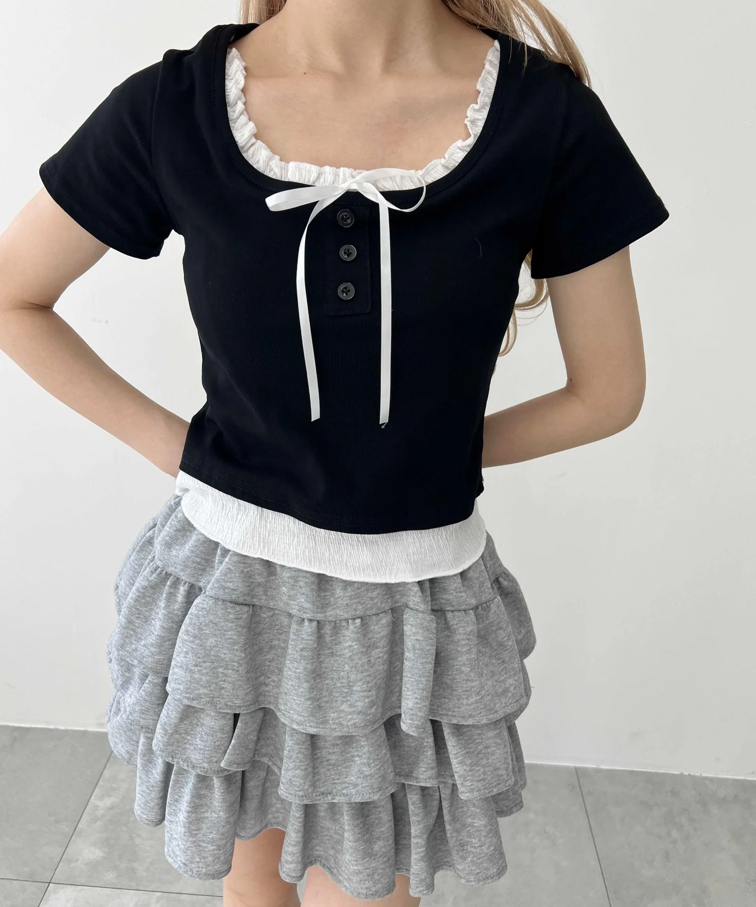 レイヤード風フロントリボンTシャツ - Image 15