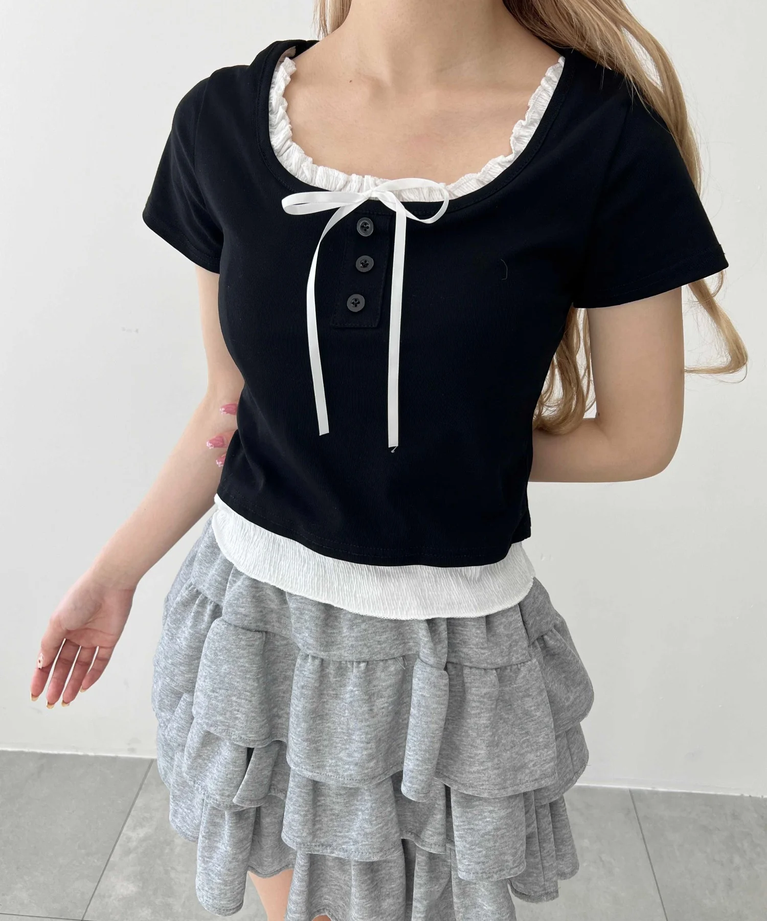 レイヤード風フロントリボンTシャツ - Image 16