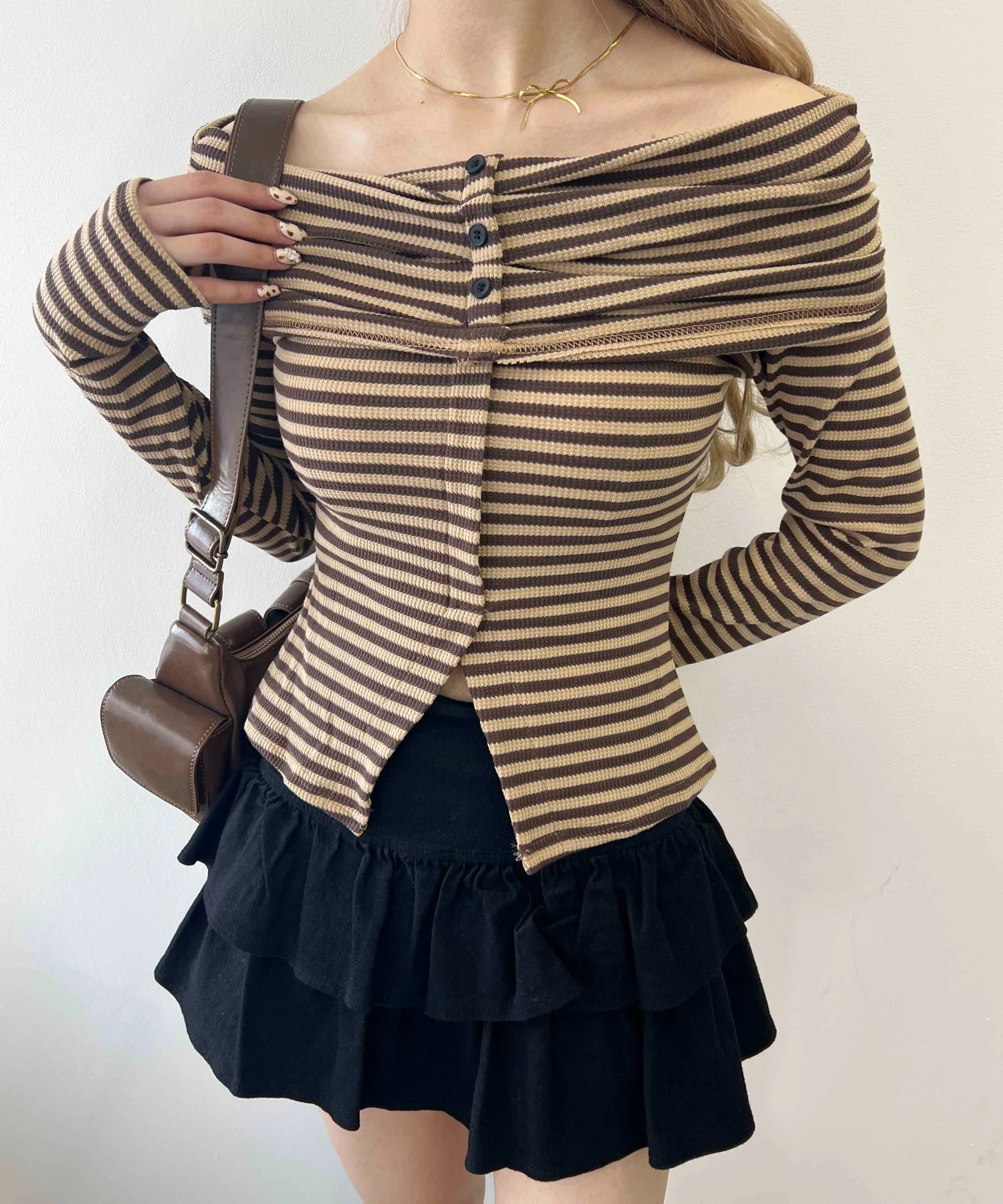 ボーダーオフショルトップス - Image 3