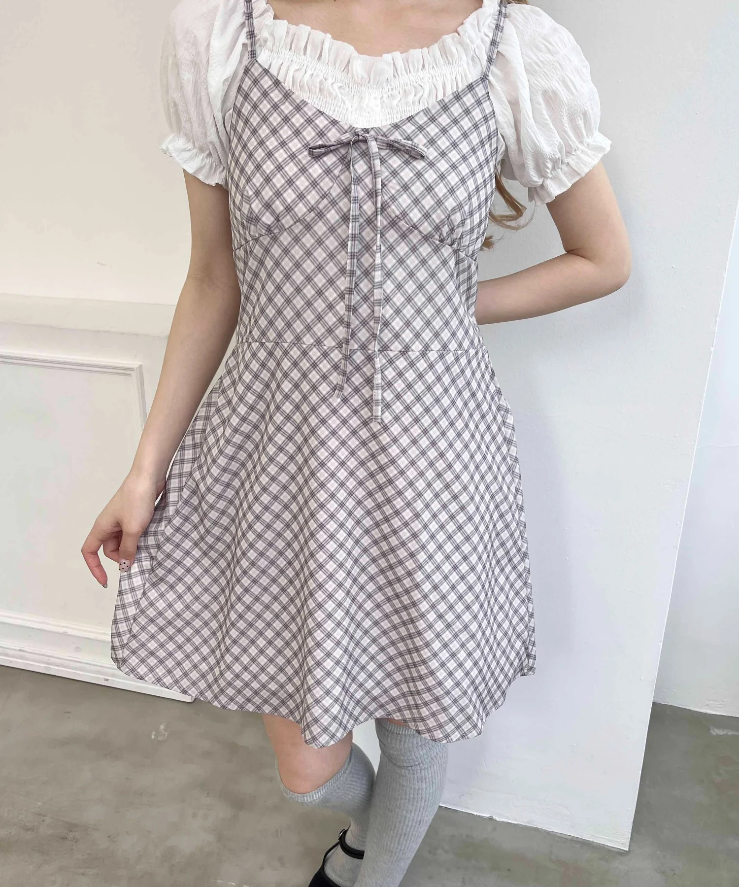 フロントリボンチェックミニワンピース - Image 13