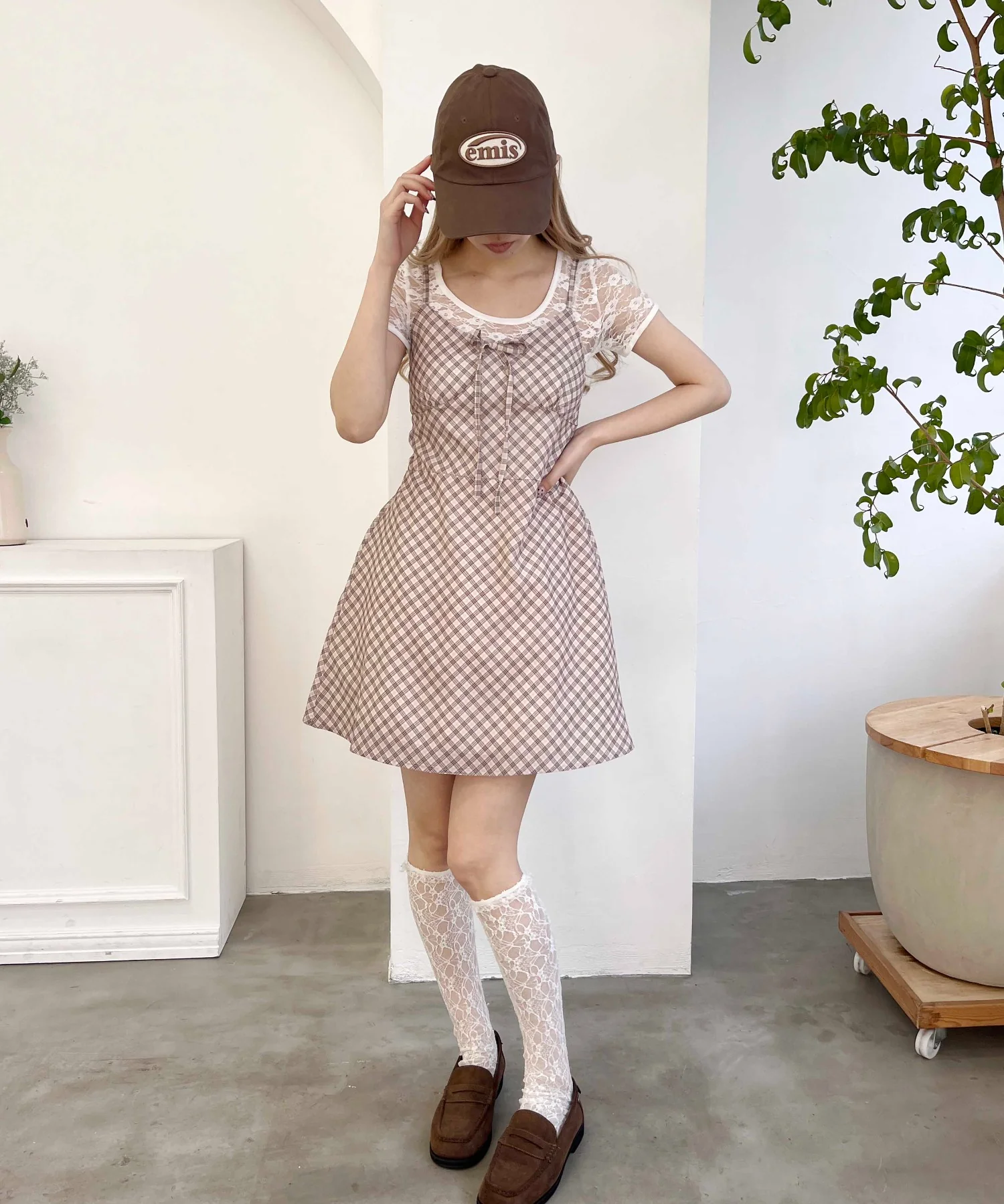 フロントリボンチェックミニワンピース - Image 8