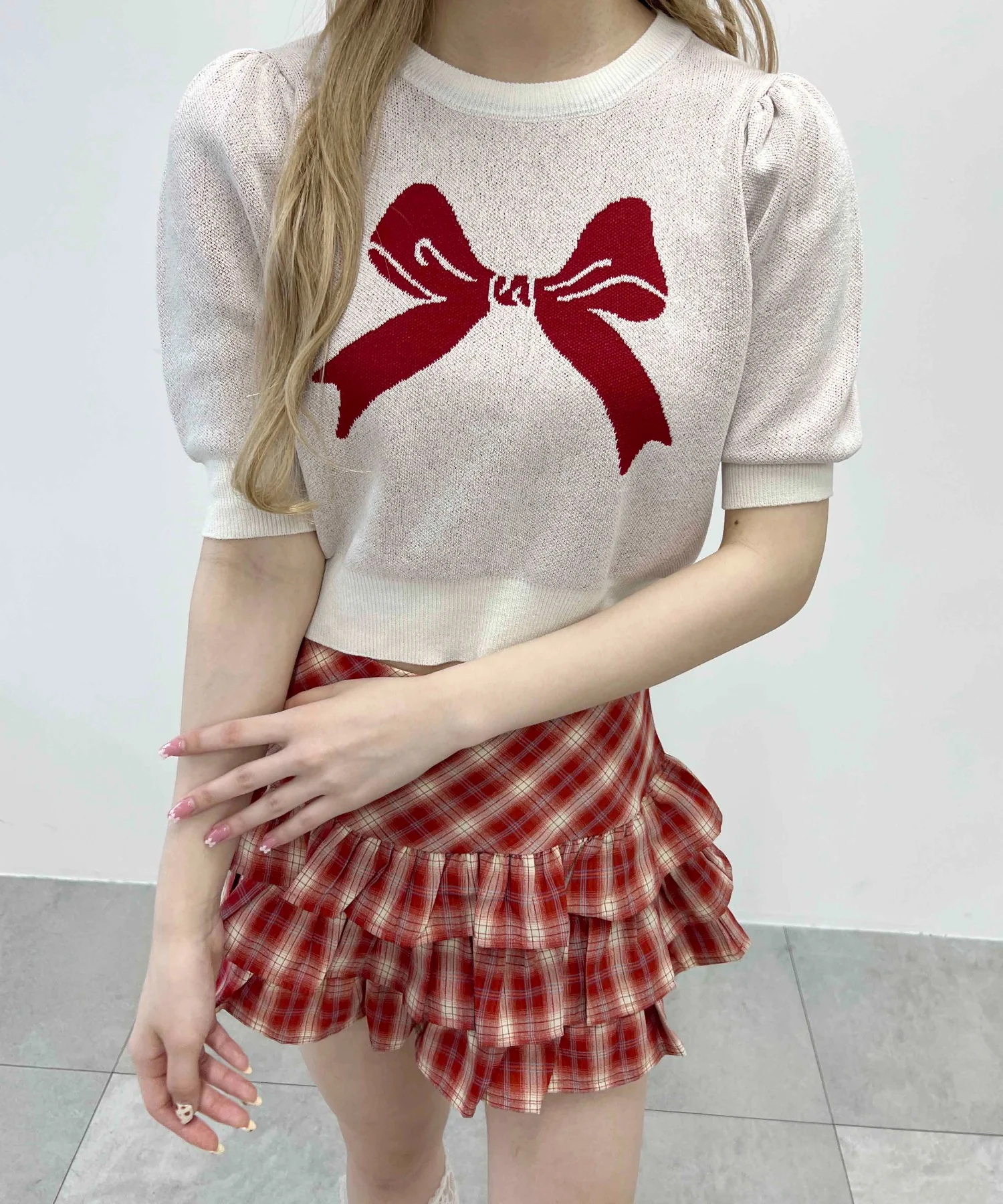 パフスリーブリボンニット - Image 10
