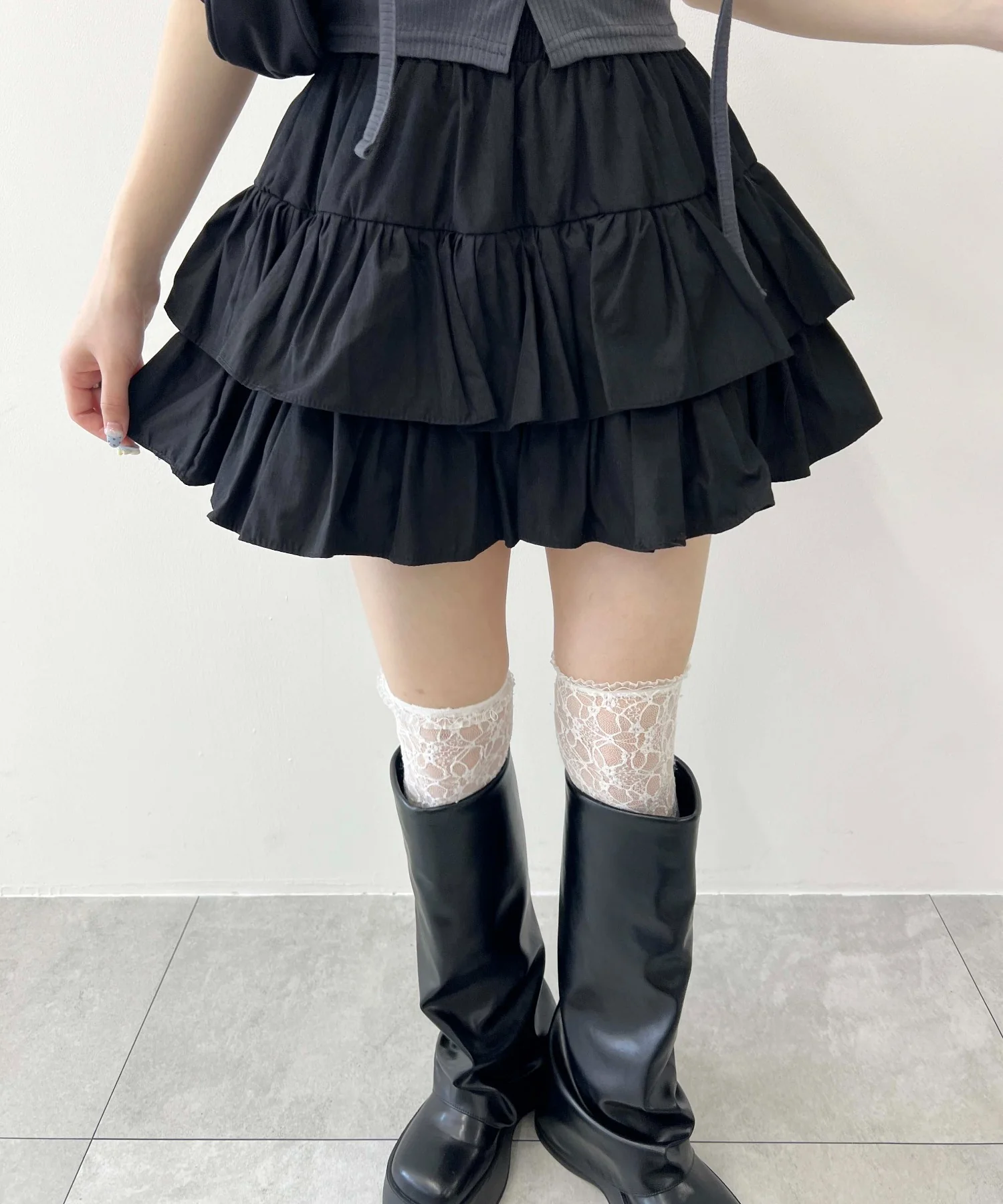 無地ティアードミニスカート - Image 10