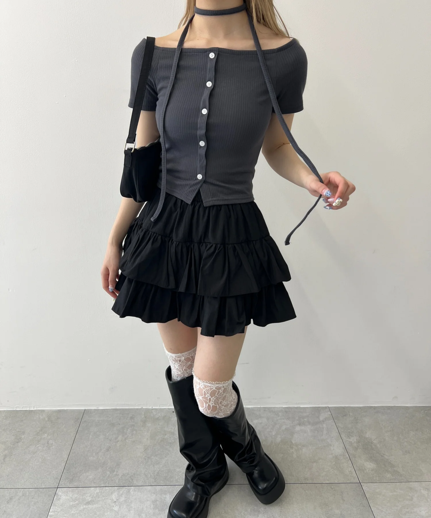無地ティアードミニスカート - Image 13