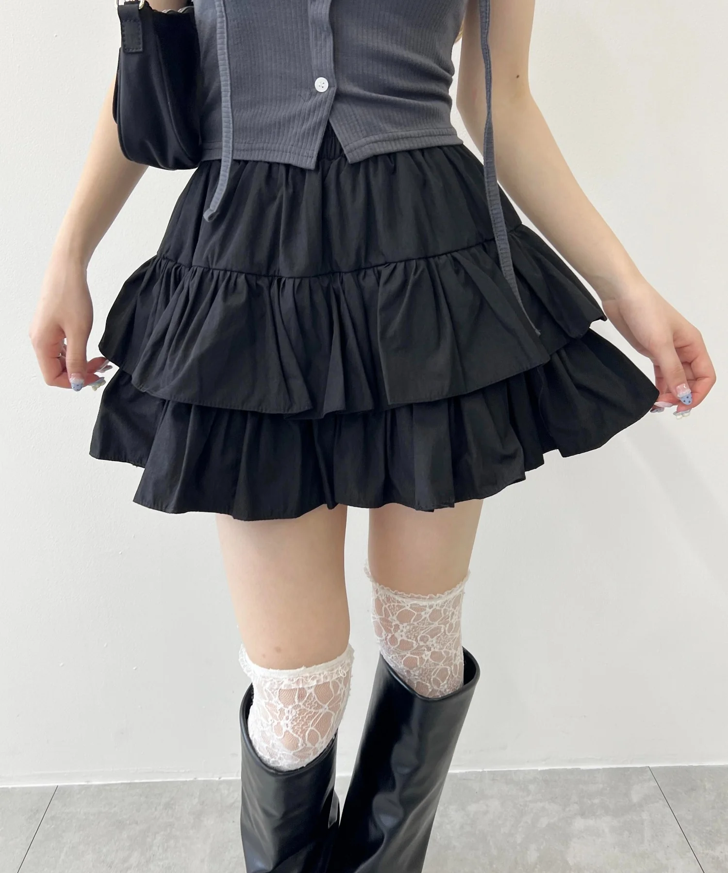 無地ティアードミニスカート - Image 8