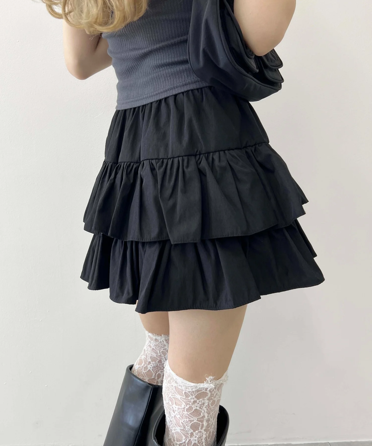 無地ティアードミニスカート - Image 9