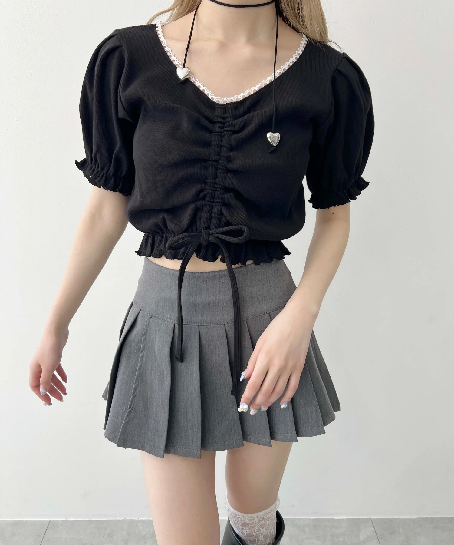レースパイピング半袖トップス - Image 17