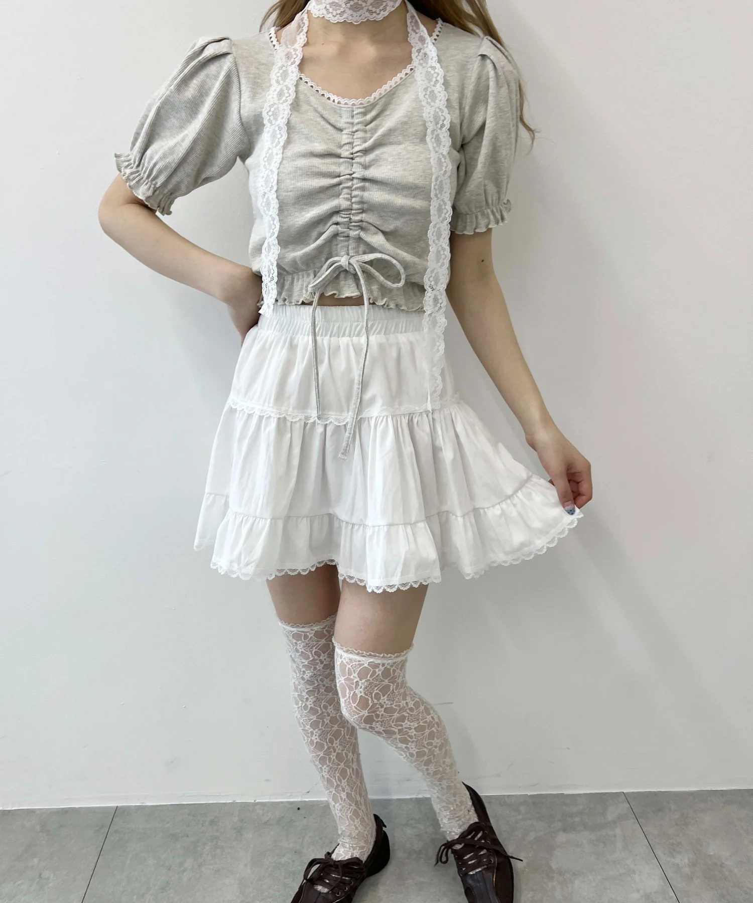レースパイピング半袖トップス - Image 8