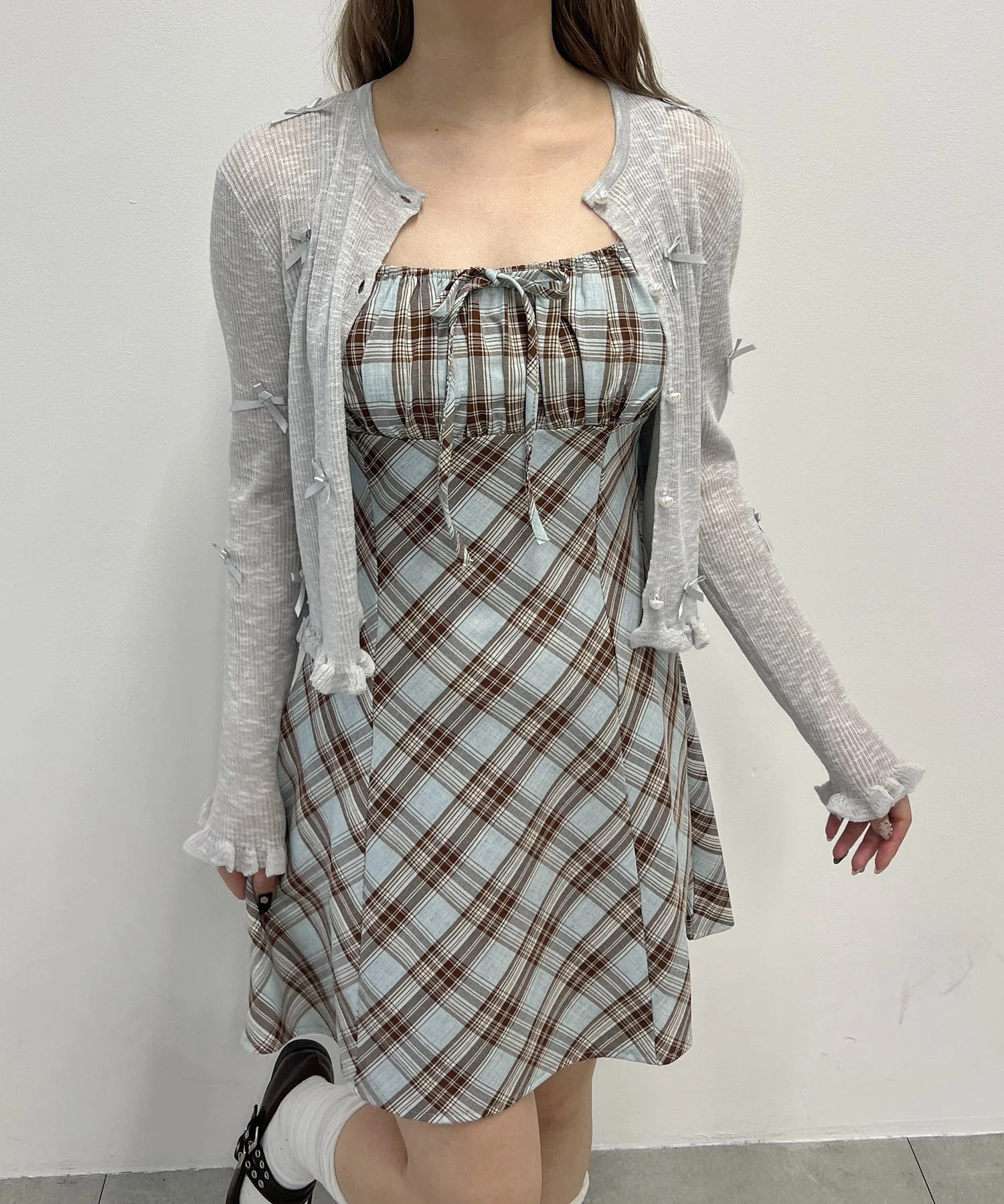 フロントリボンチェックキャミワンピース - Image 4