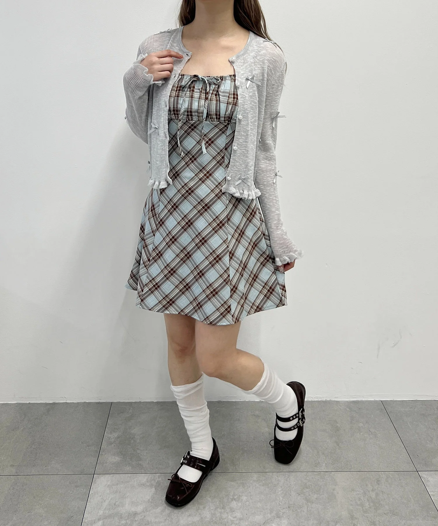 フロントリボンチェックキャミワンピース - Image 8
