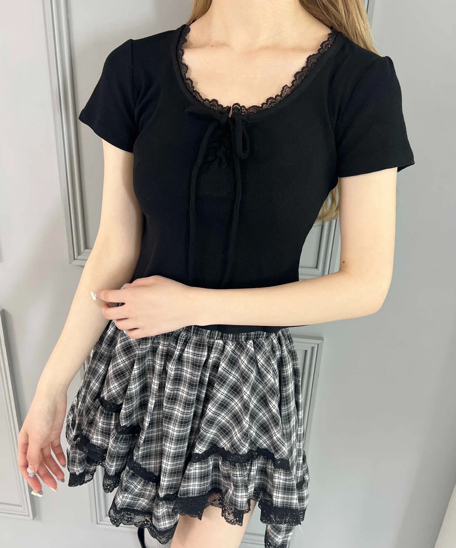 ミニレースアップTシャツ - Image 14