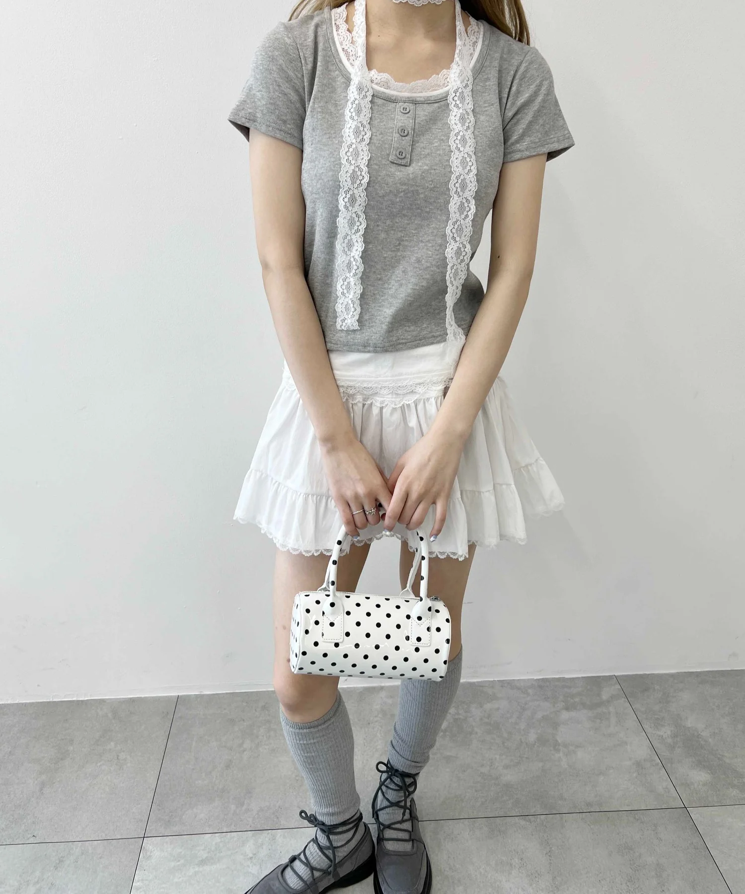 レースポイントフェイクレイヤードTシャツ - Image 12