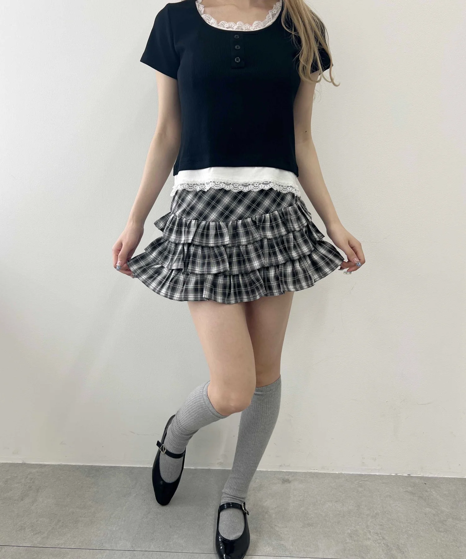 レースポイントフェイクレイヤードTシャツ - Image 16
