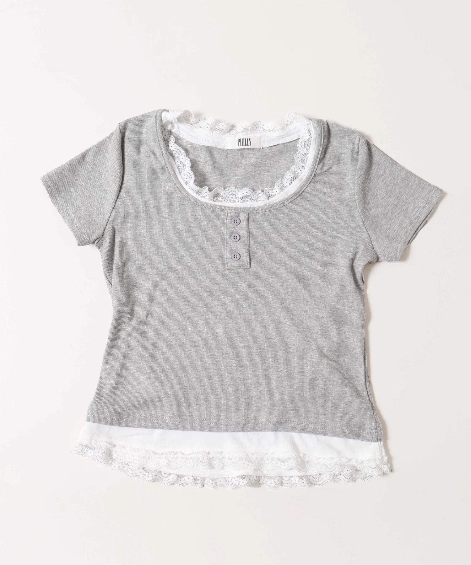 レースポイントフェイクレイヤードTシャツ - Image 18