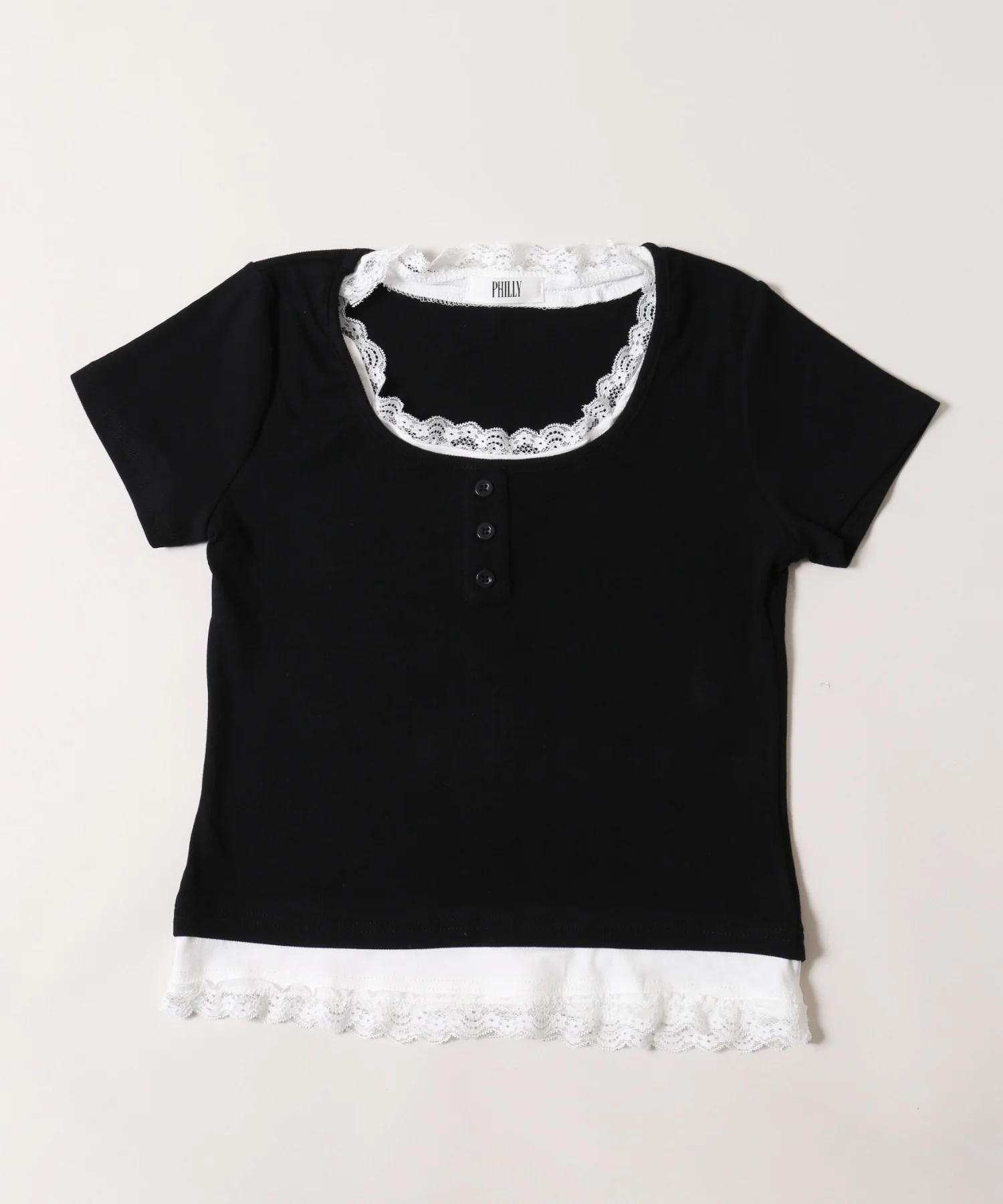 レースポイントフェイクレイヤードTシャツ - Image 19