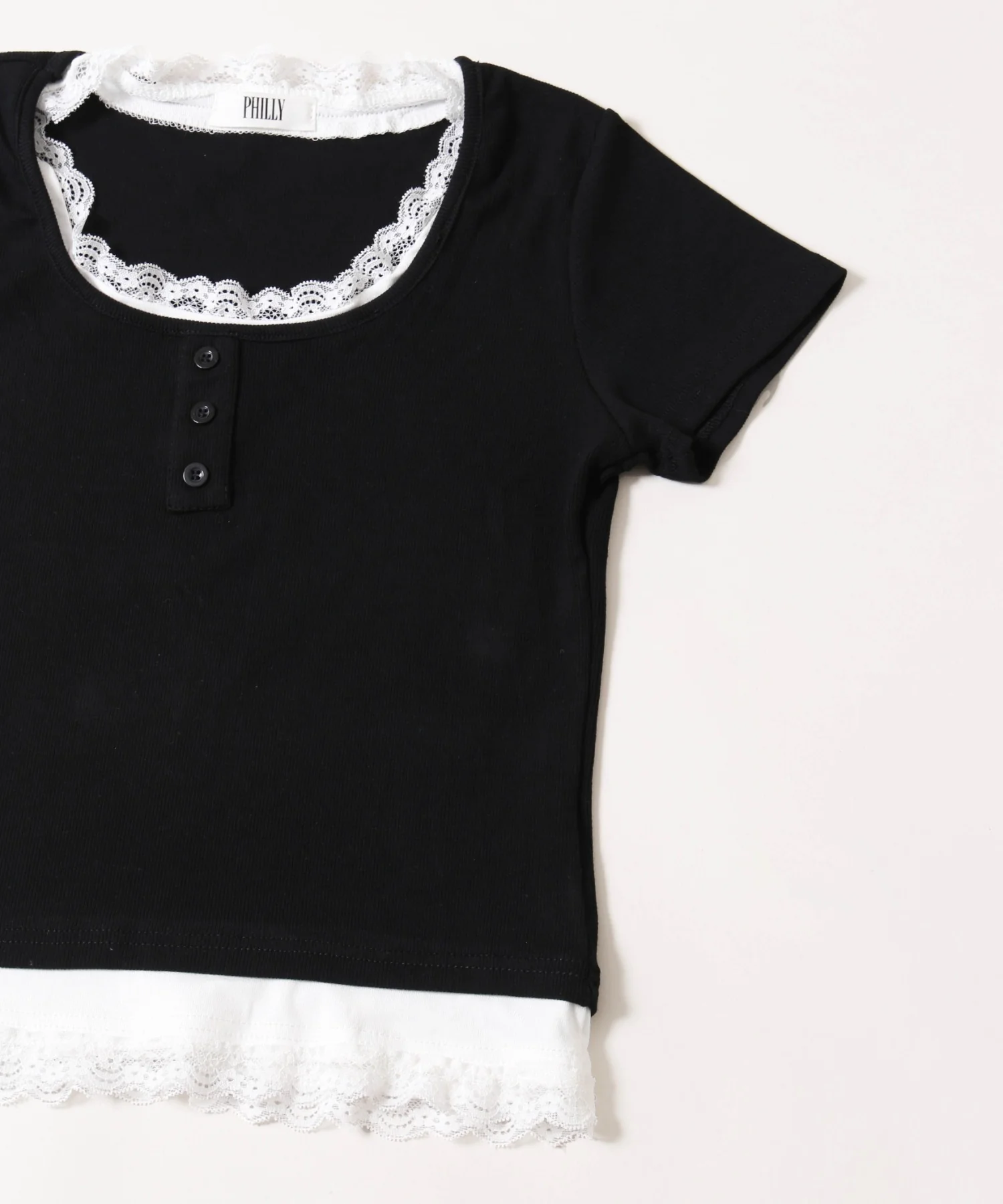 レースポイントフェイクレイヤードTシャツ - Image 23