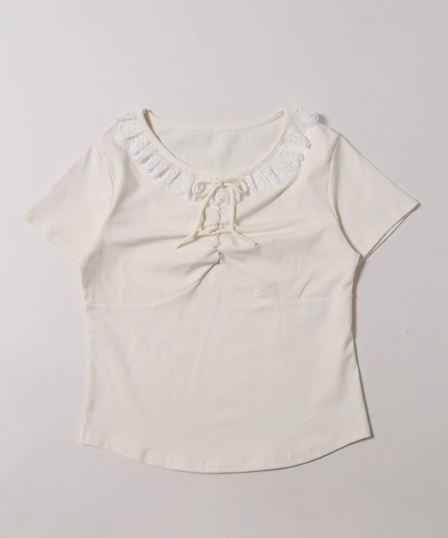 フロントギャザーレースネックTシャツ - Image 19