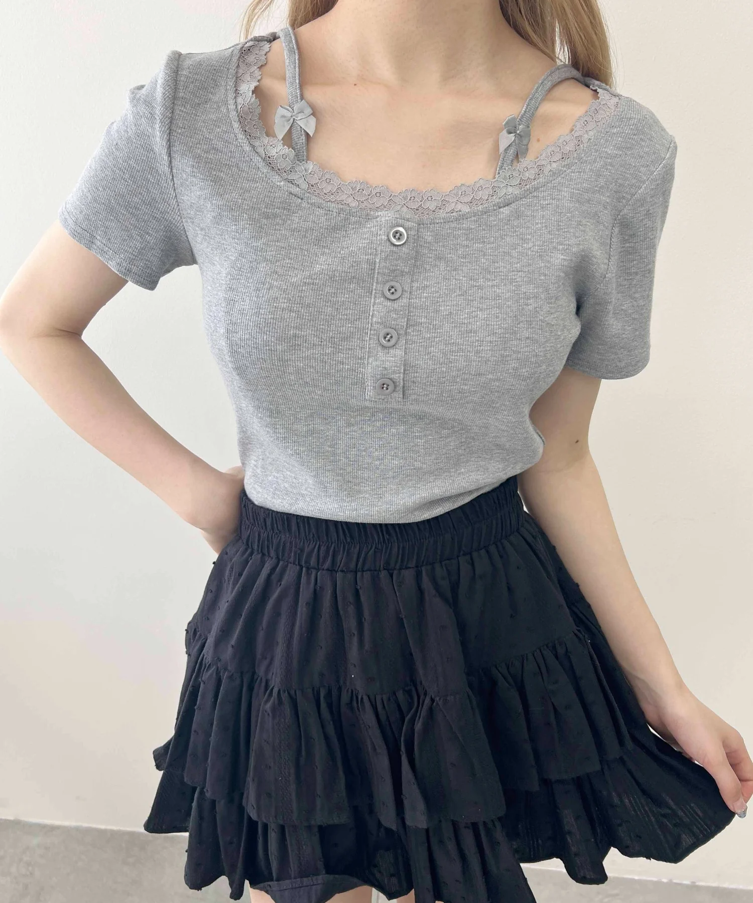 リボンキャミドッキングTシャツ - Image 2
