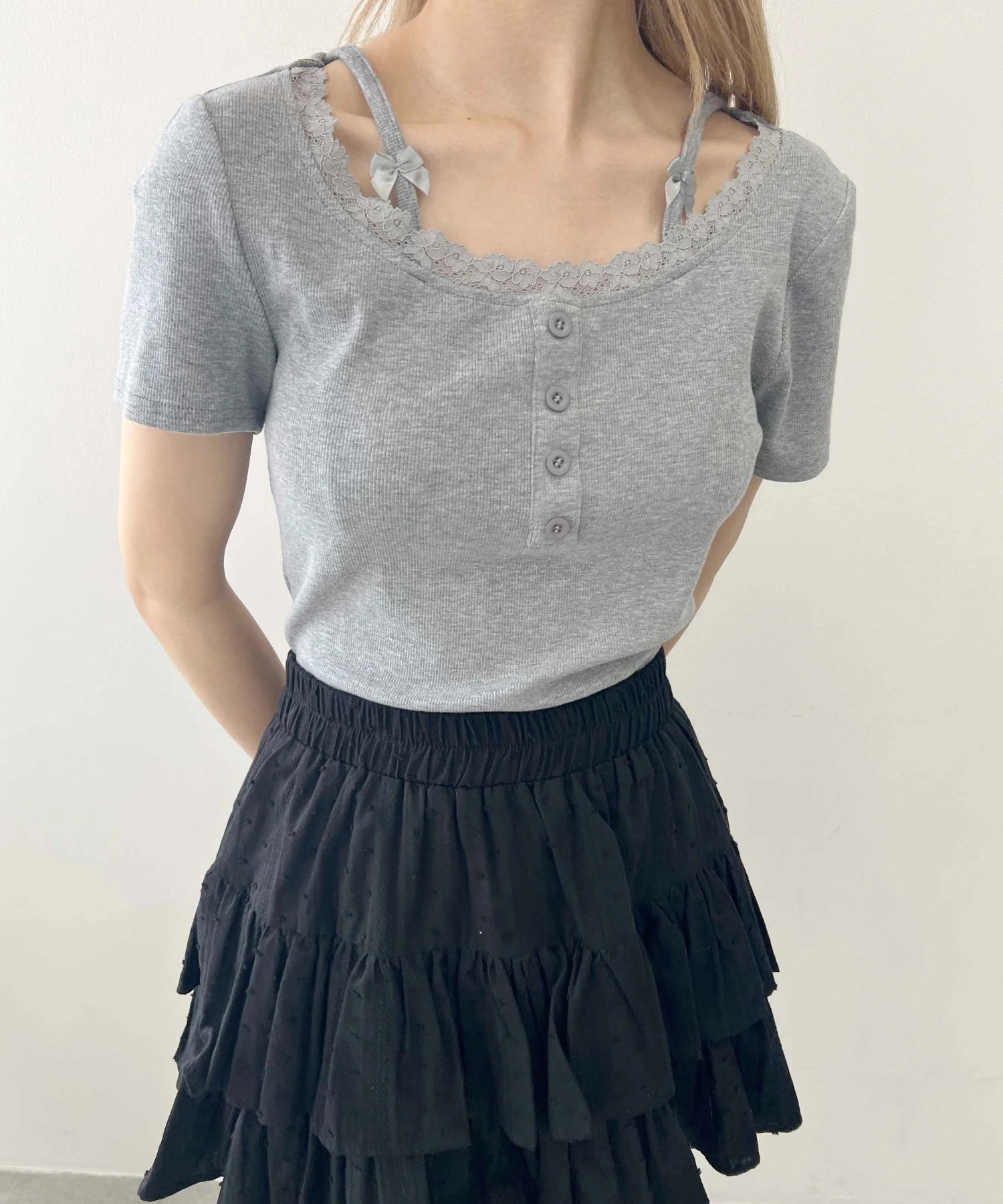 リボンキャミドッキングTシャツ - Image 8