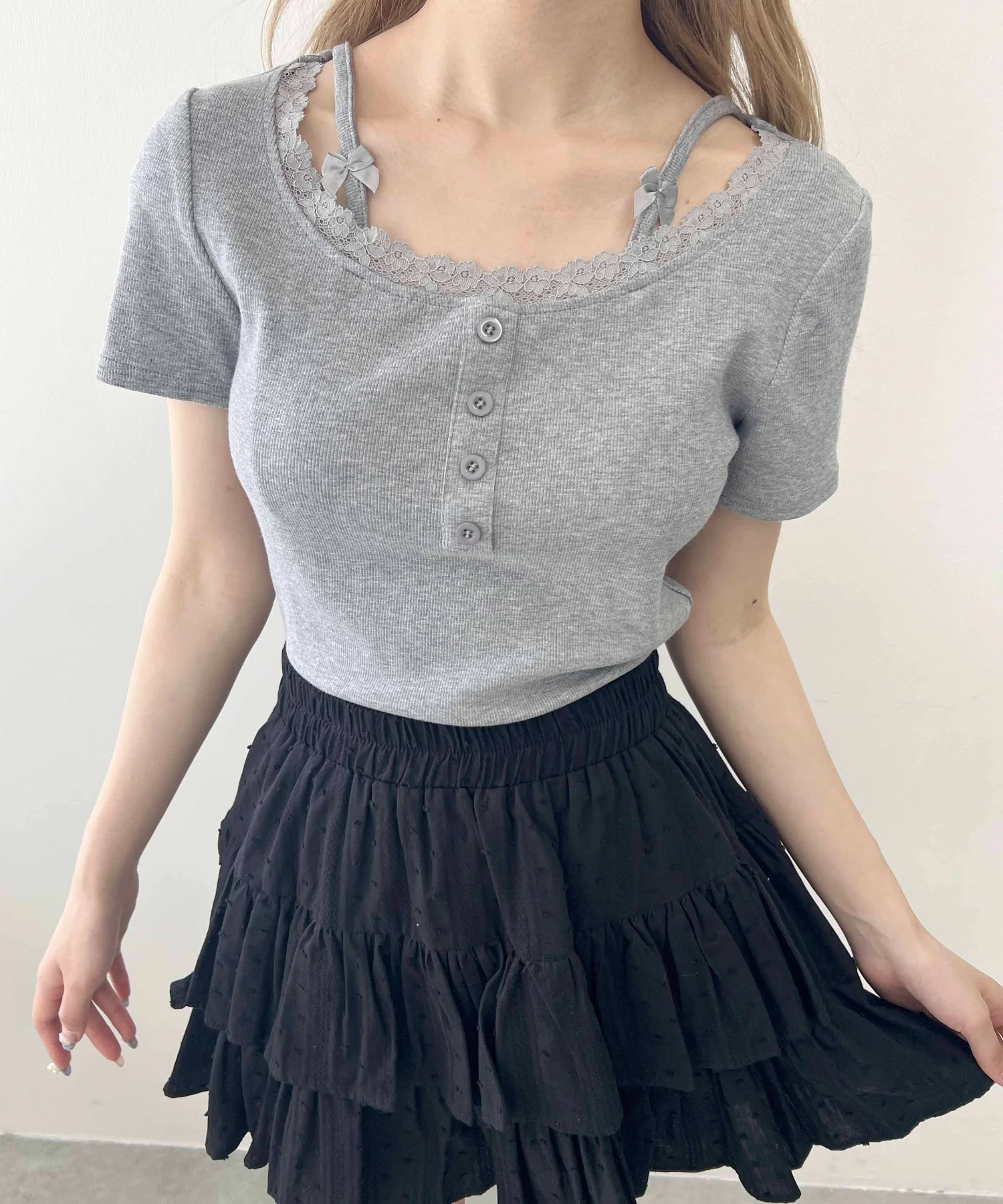 リボンキャミドッキングTシャツ - Image 9