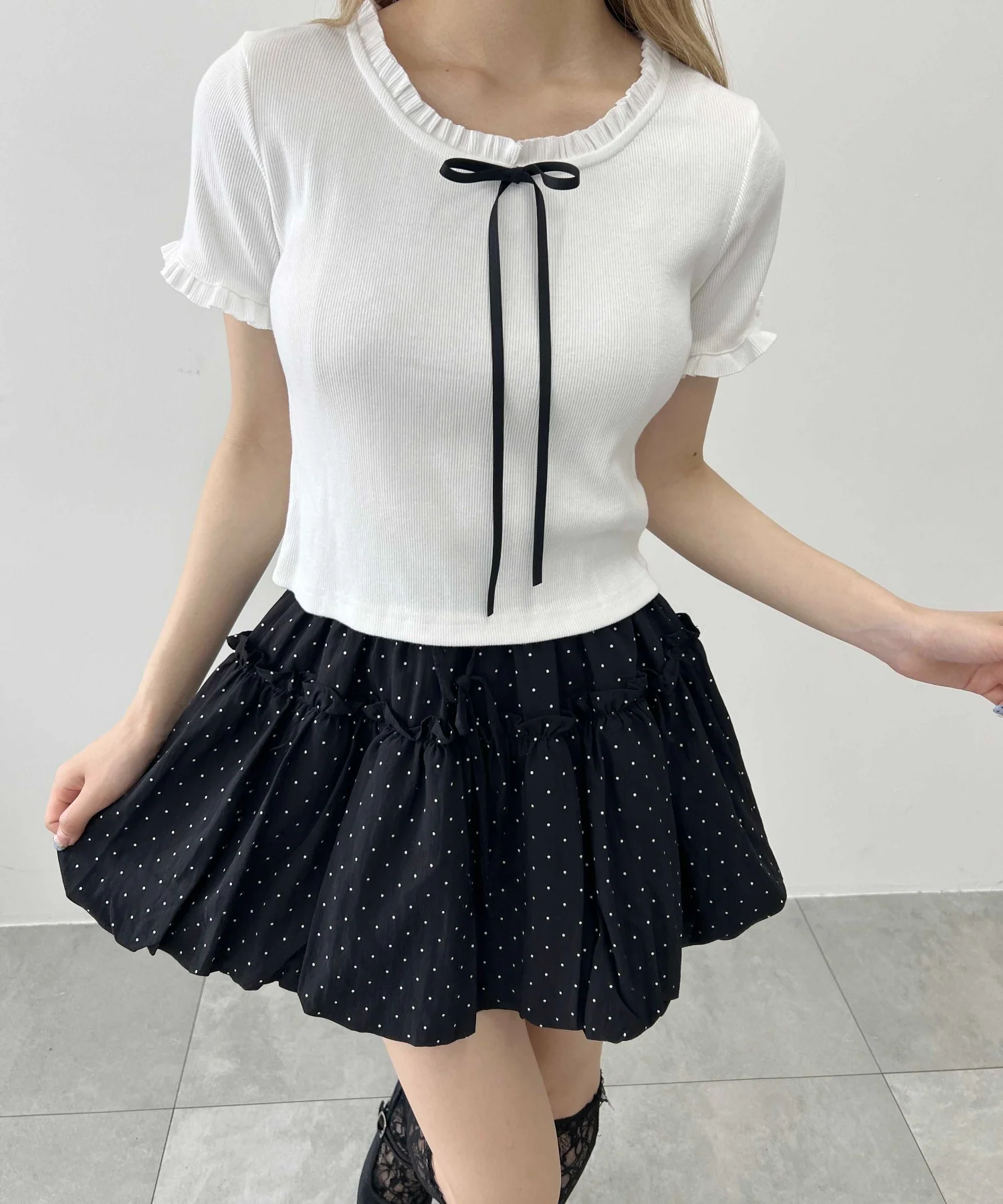 ロングリボンフリルリブTシャツ - Image 10