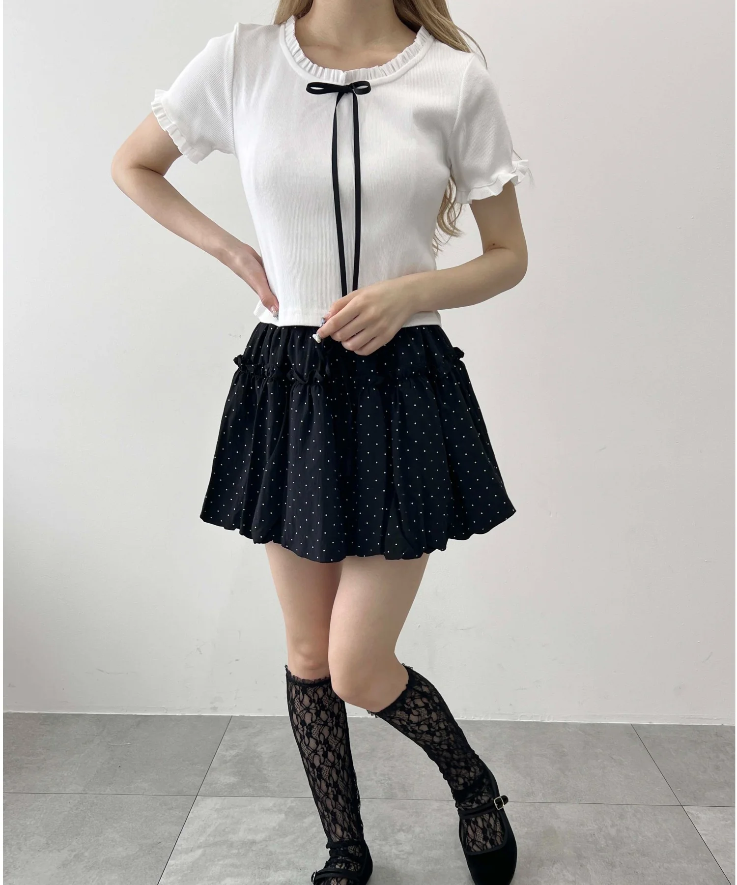 ロングリボンフリルリブTシャツ - Image 11